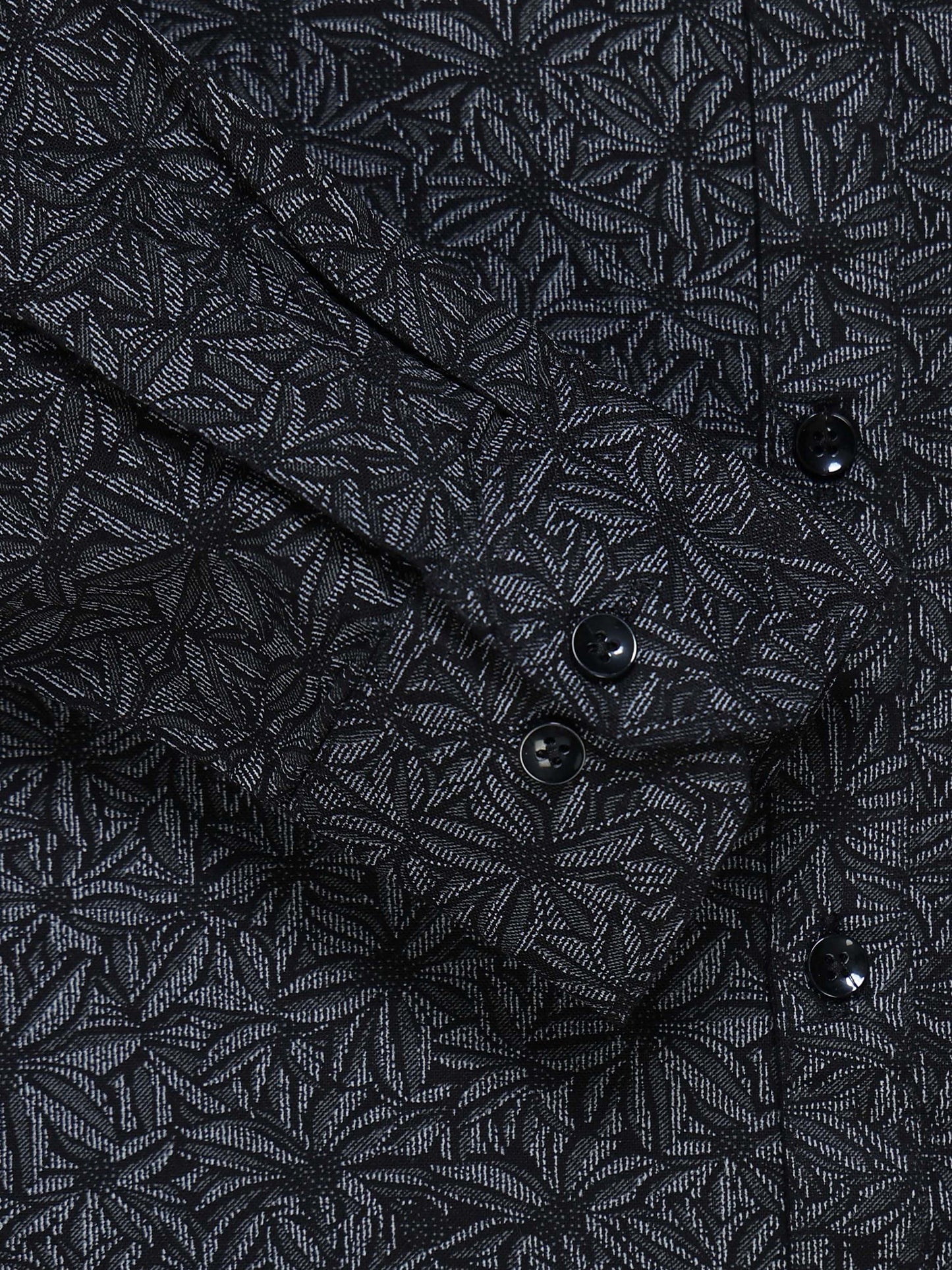 Men's Linen Black Abstract Printed Shirt
