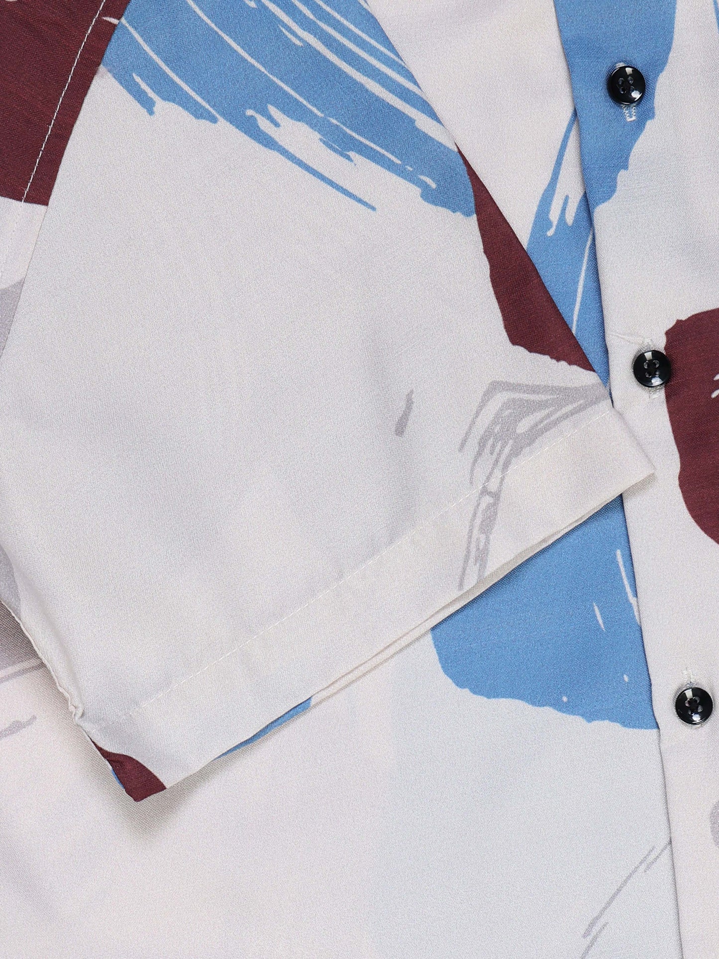 Men's Rayan White Abstract Brush Stroke Printed Half Sleeve Shirt