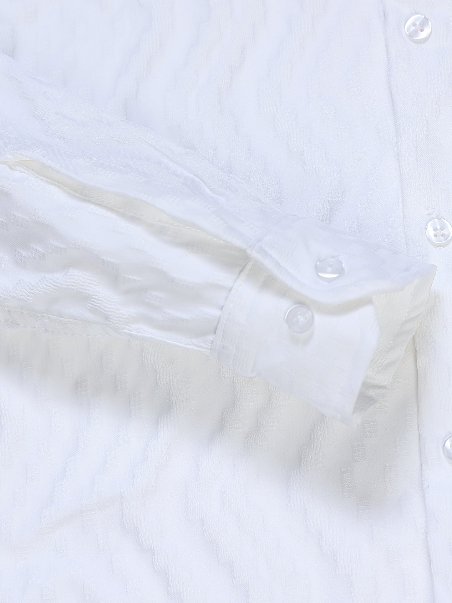 Men's White Wave Textured Casual Shirt