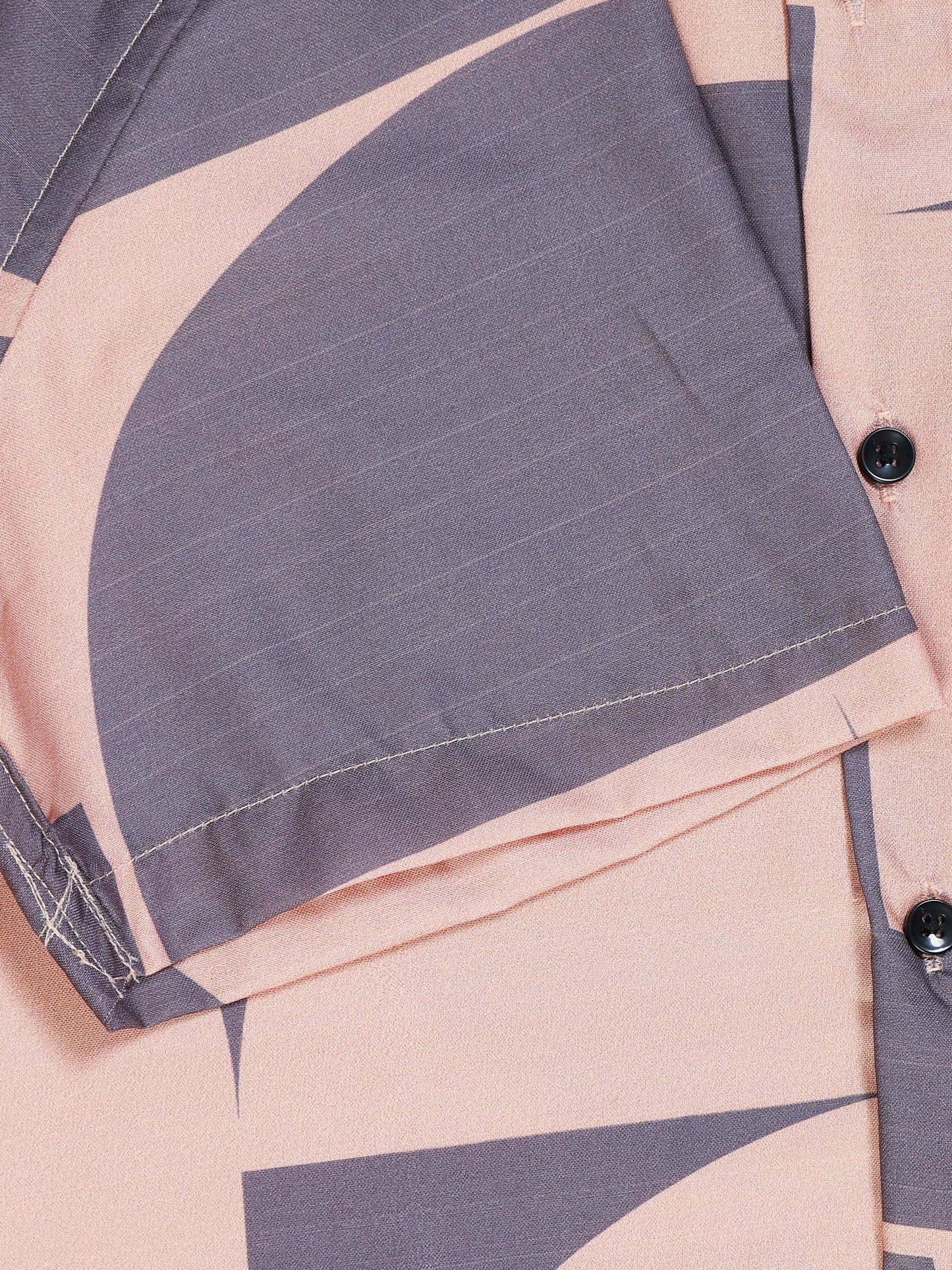 Men's Rayan Peach Abstract Curved Geometric Printed Half Sleeve Shirt
