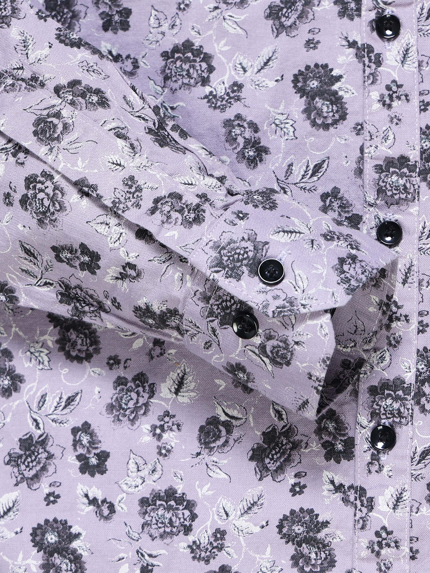 Men's Linen Lavender Dark Floral Printed Shirt