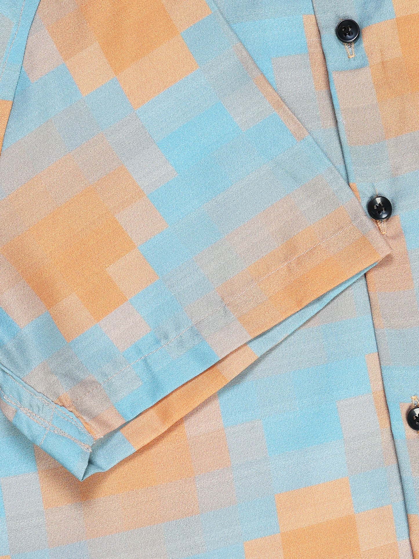 Men's Rayan Sky Blue Peach Abstract Cloud Wash Printed Half Sleeve Shirt
