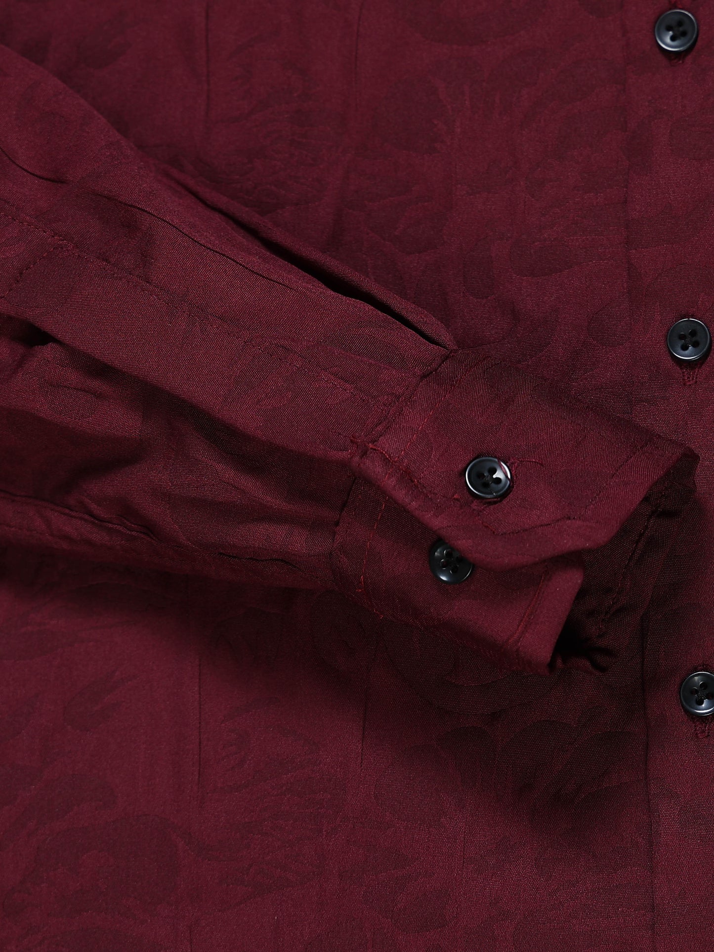 Men's Wine Maroon Abstract Crinkle Textured Casual Shirt