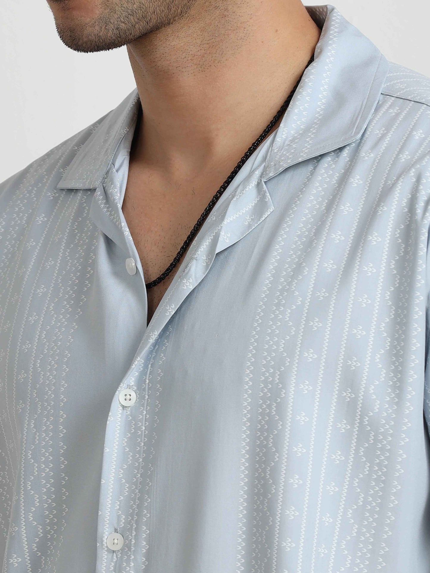 Skyblue Dotted Oversized abstract print shirt mens