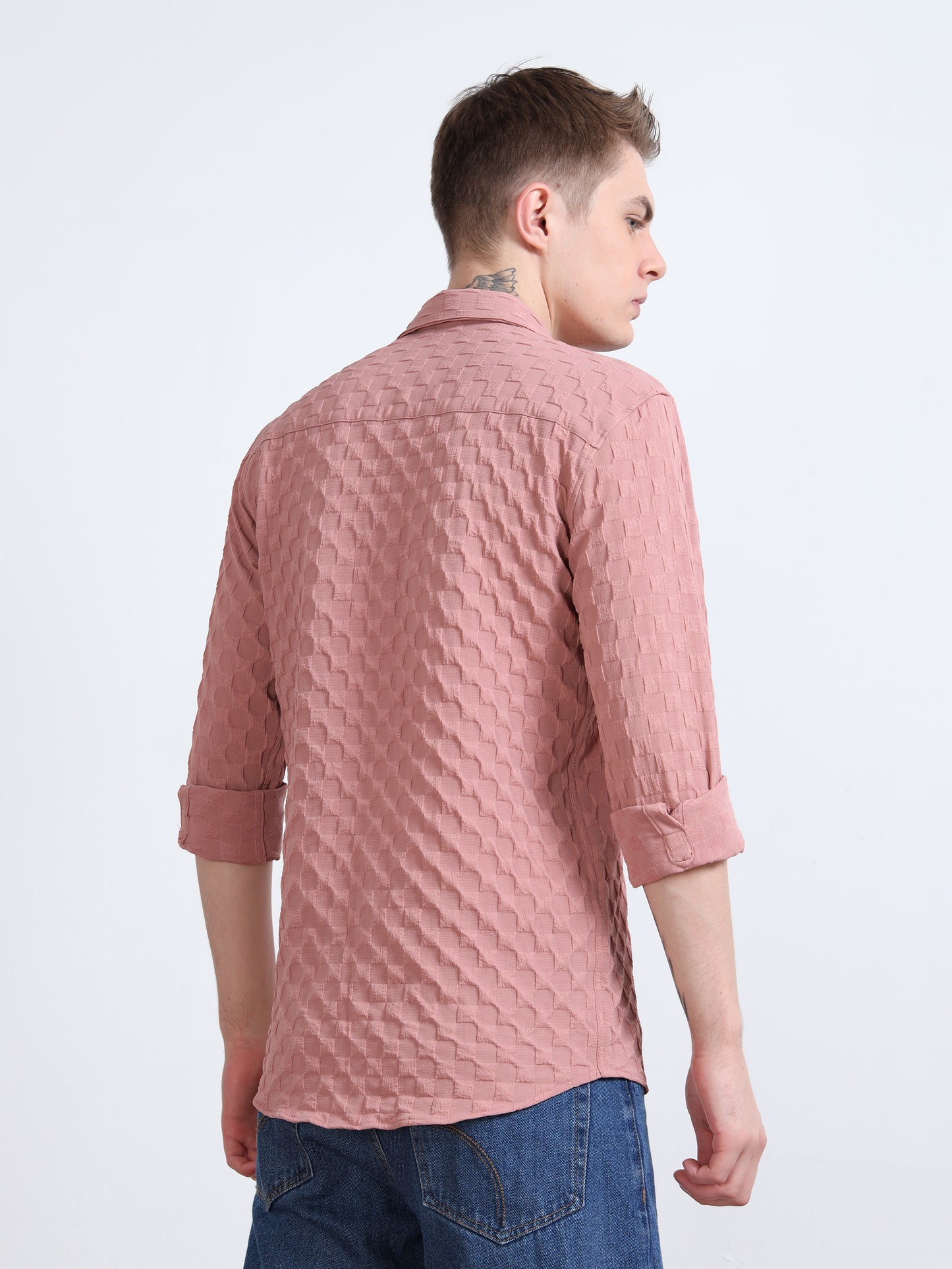 Pale Chestnut Popcorn Texture Shirt for Men