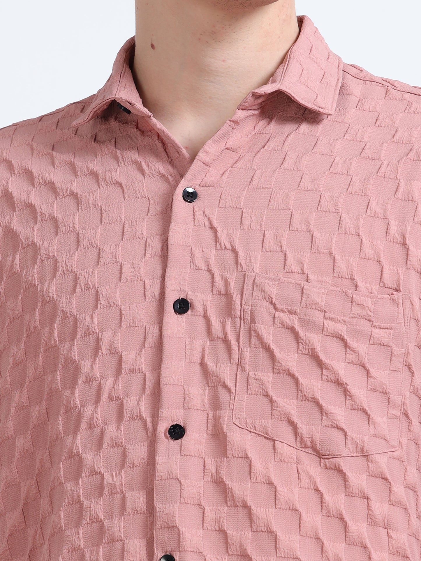 Pale Chestnut Popcorn Texture Shirt for Men