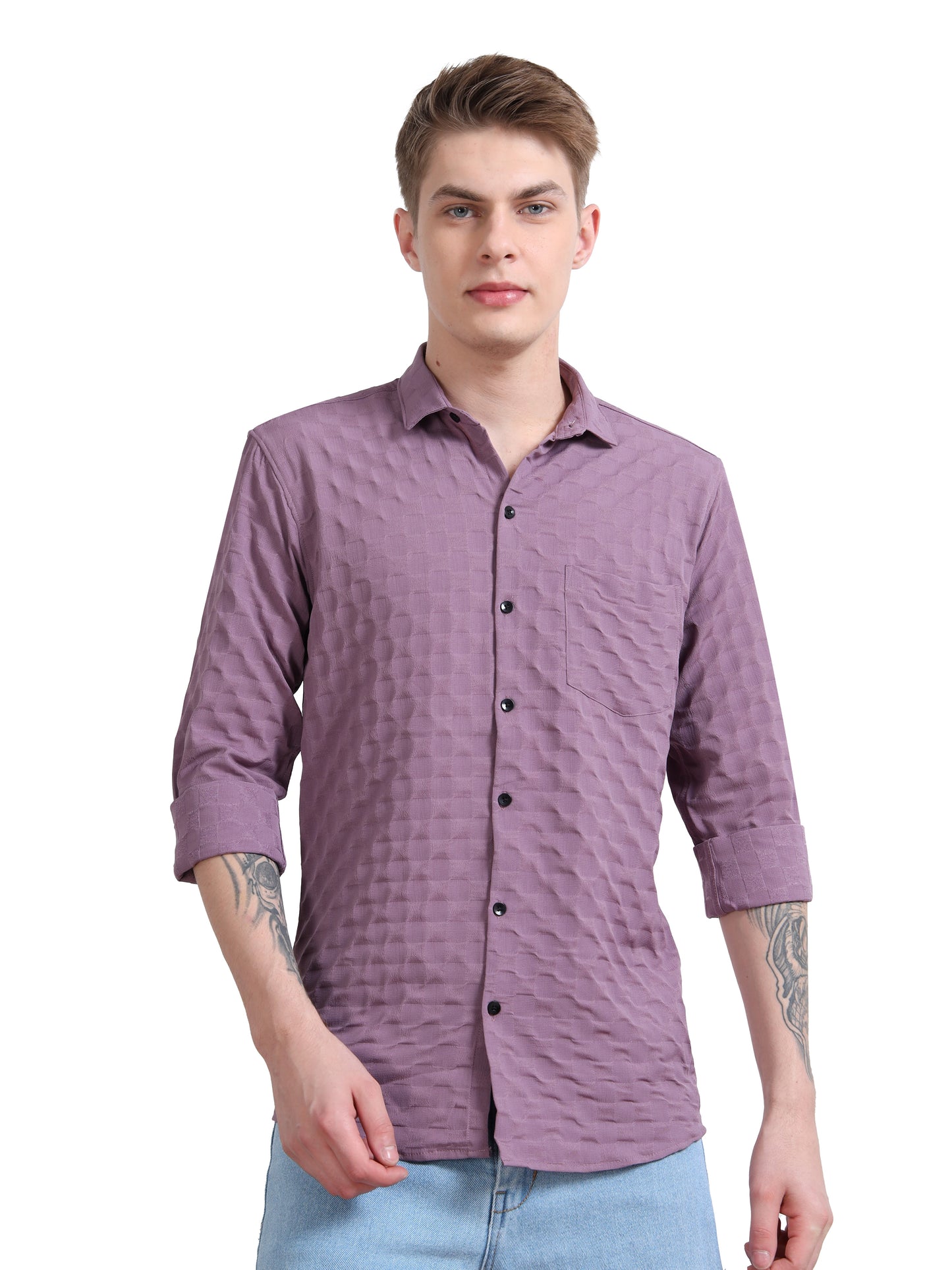 Dusty Lavender Popcorn Shirt for Men