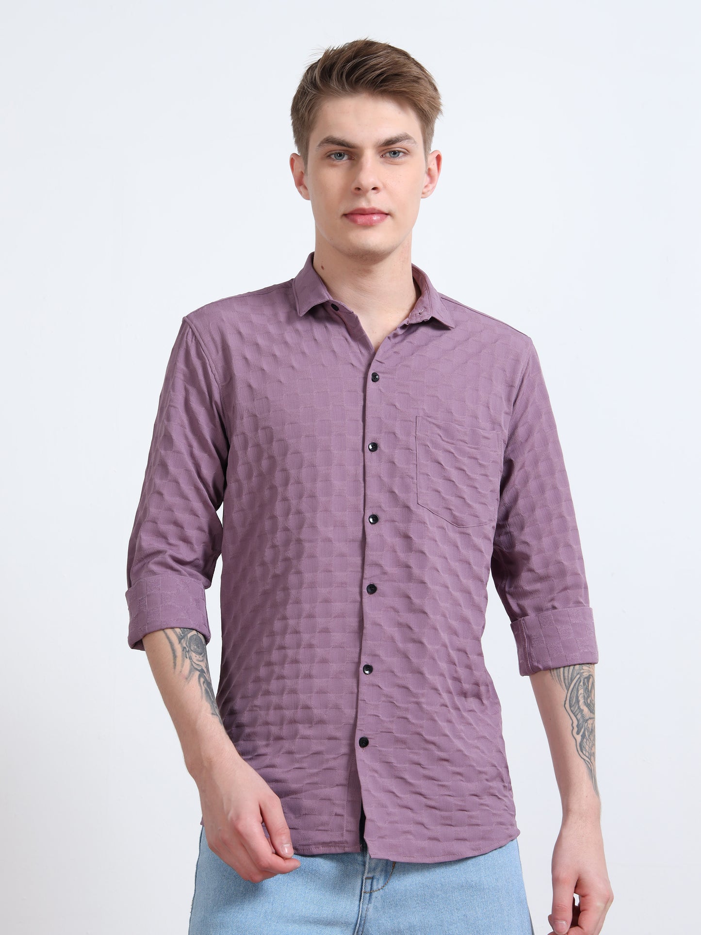 Dusty Lavender Popcorn Shirt for Men