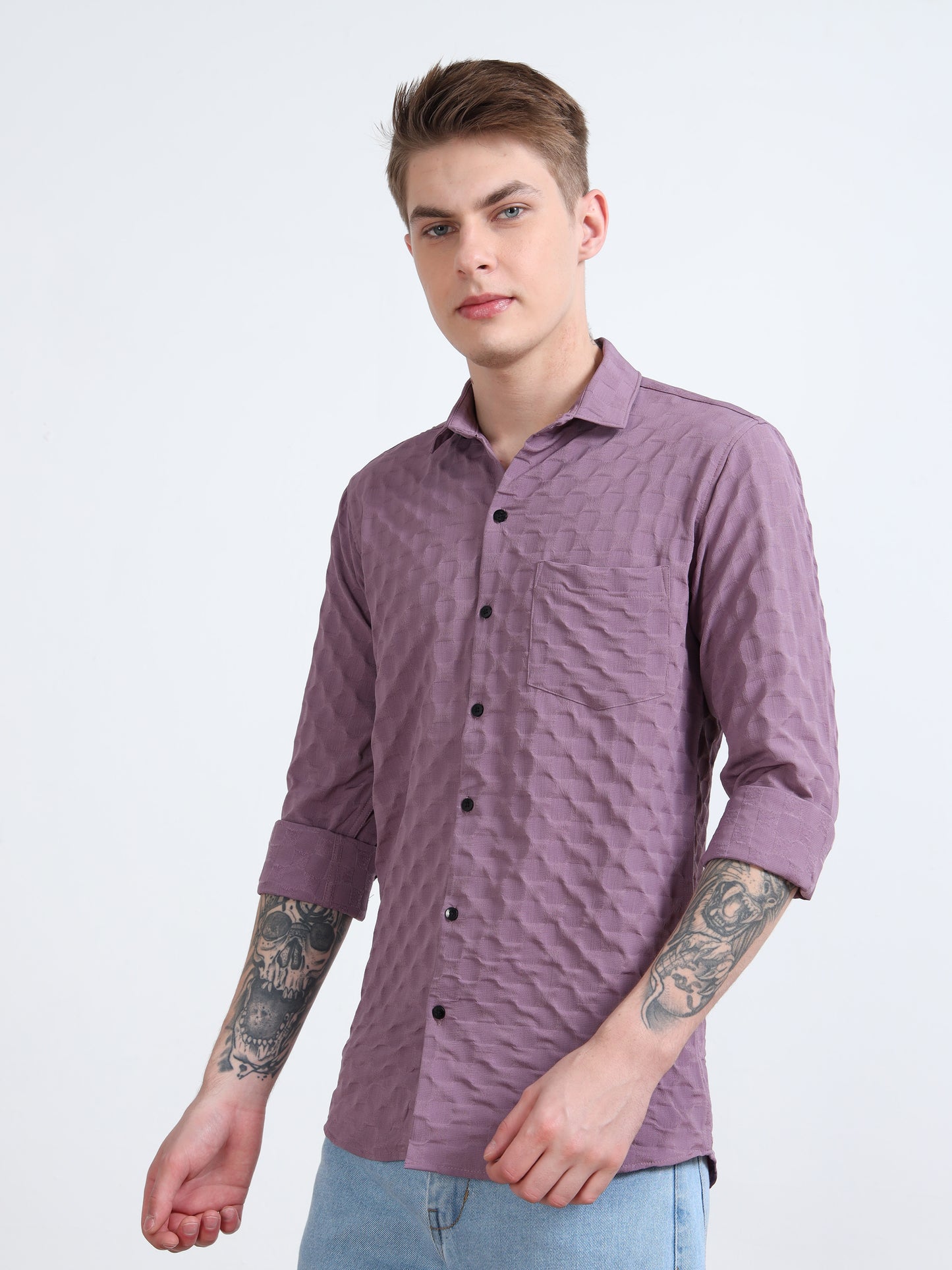 Dusty Lavender Popcorn Shirt for Men