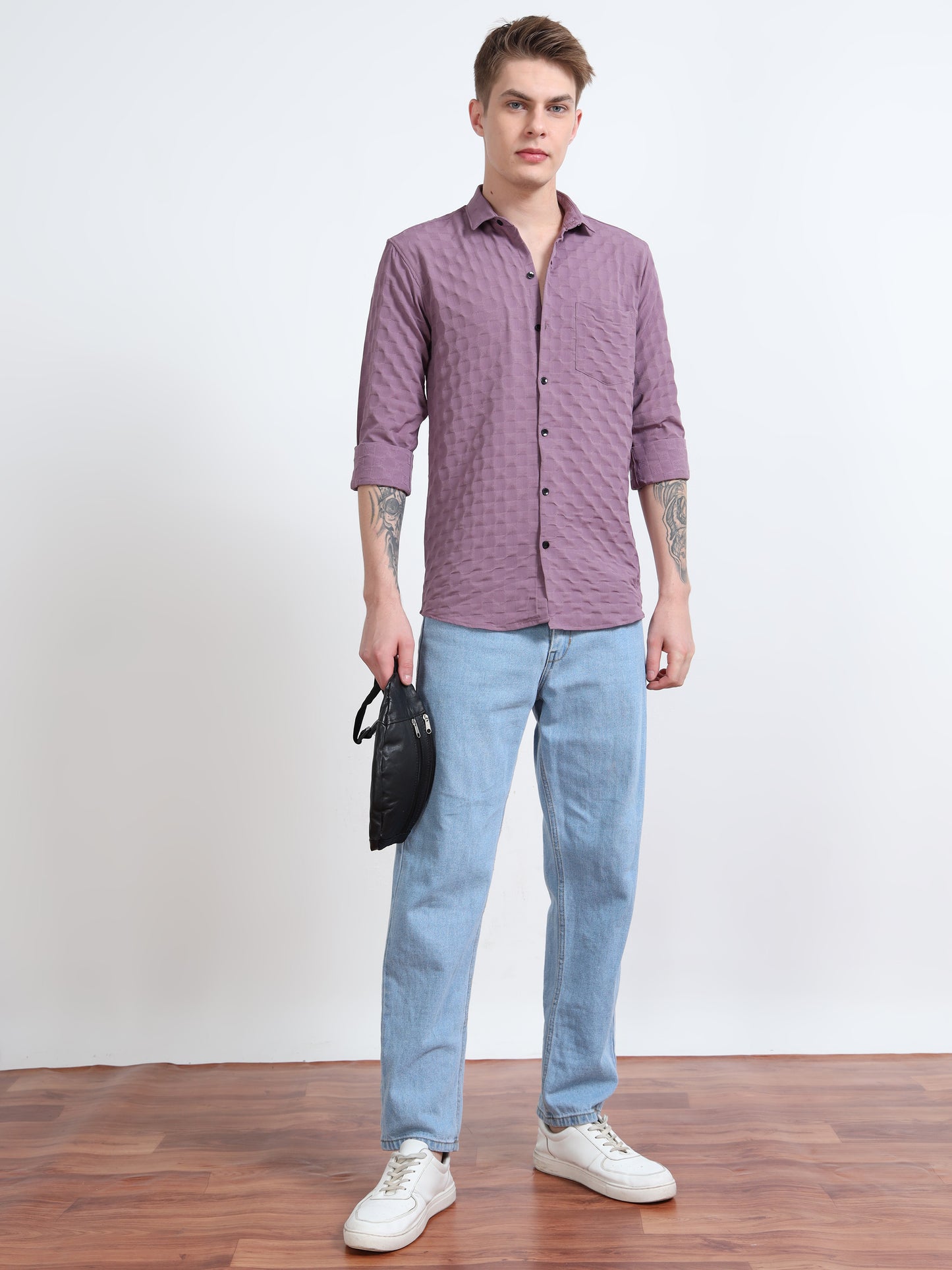 Dusty Lavender Popcorn Shirt for Men