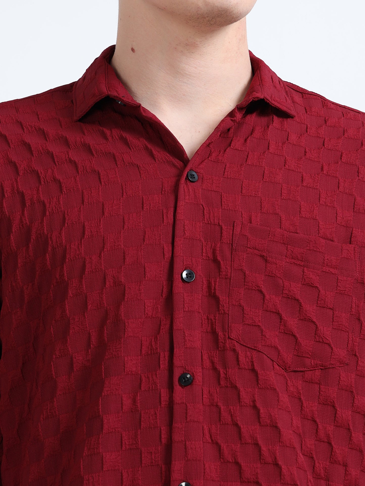 Cotton Red Popcorn Shirt for Men