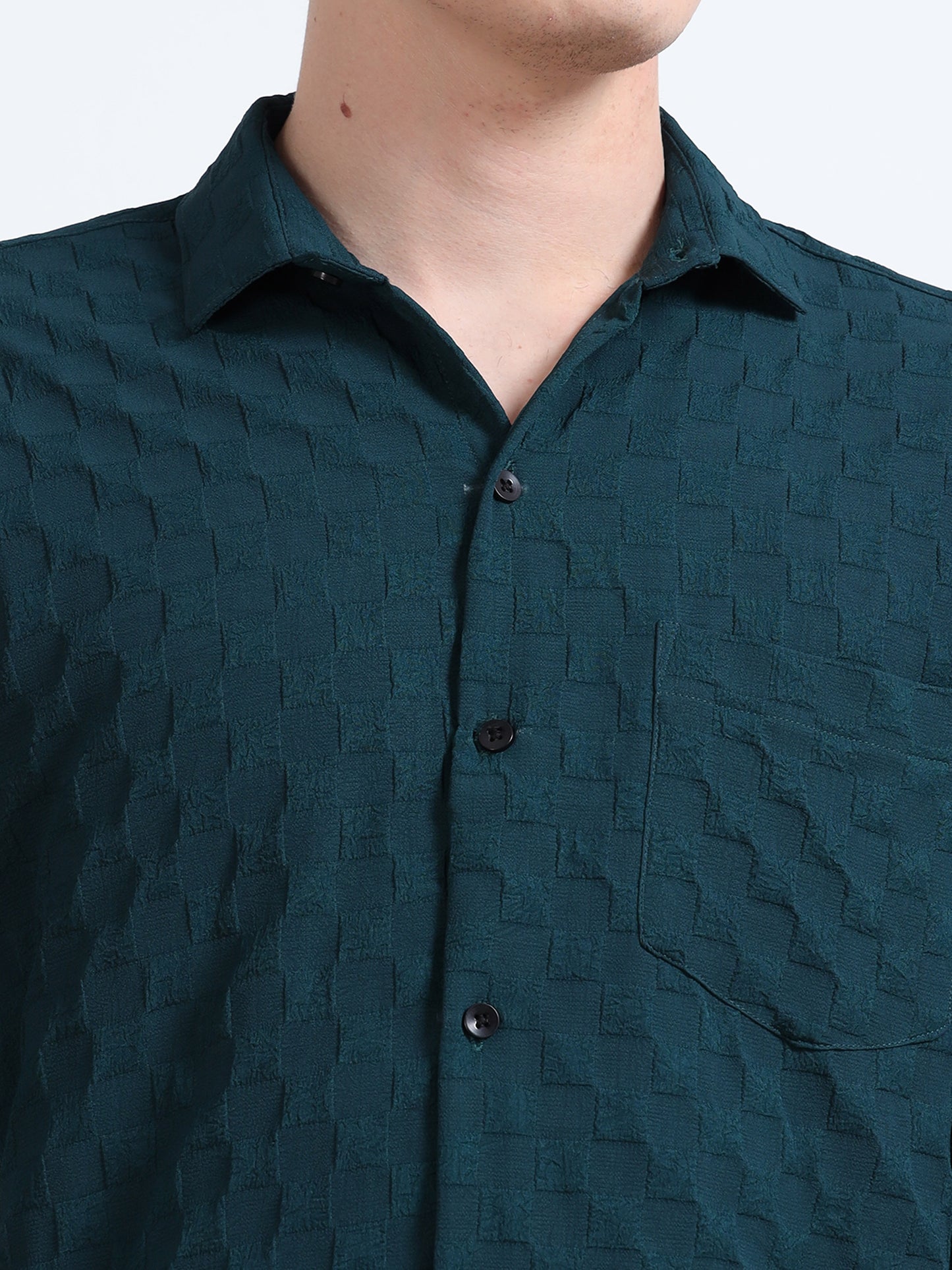 Timber Green Cotton Texture Shirt for Men