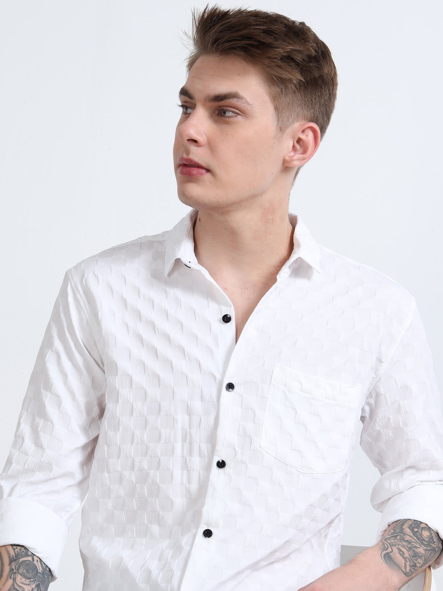 White Popcorn Shirt for Men