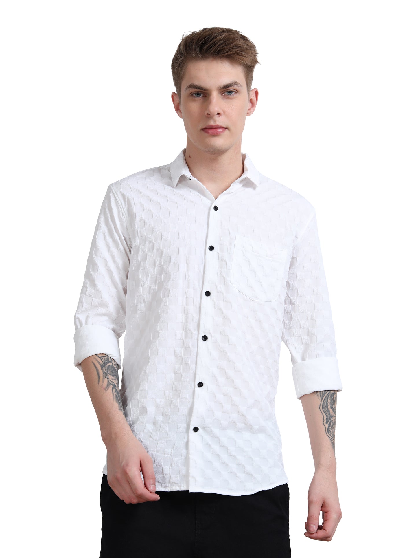White Popcorn Shirt for Men