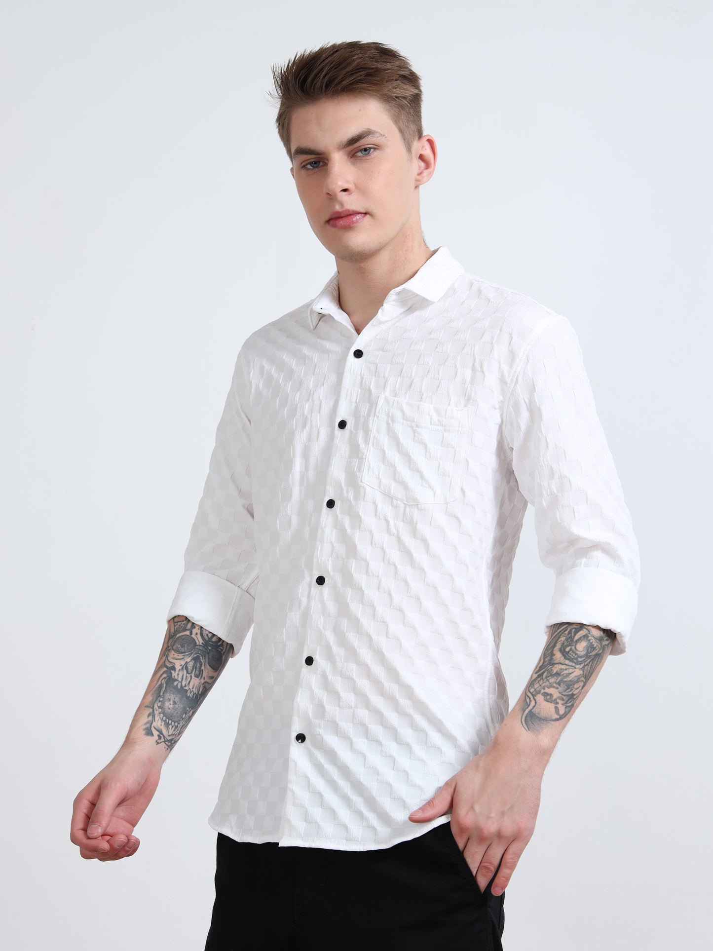 White Popcorn Shirt for Men