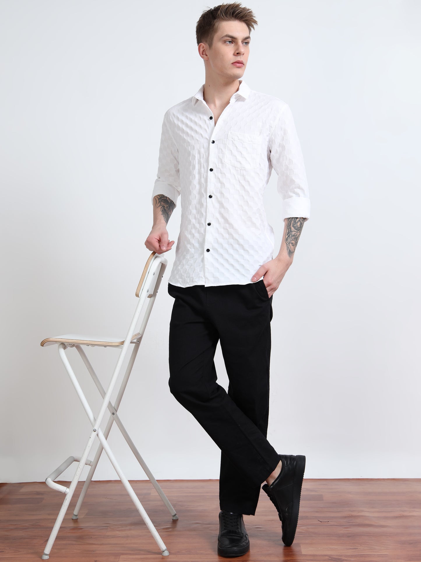 White Popcorn Shirt for Men