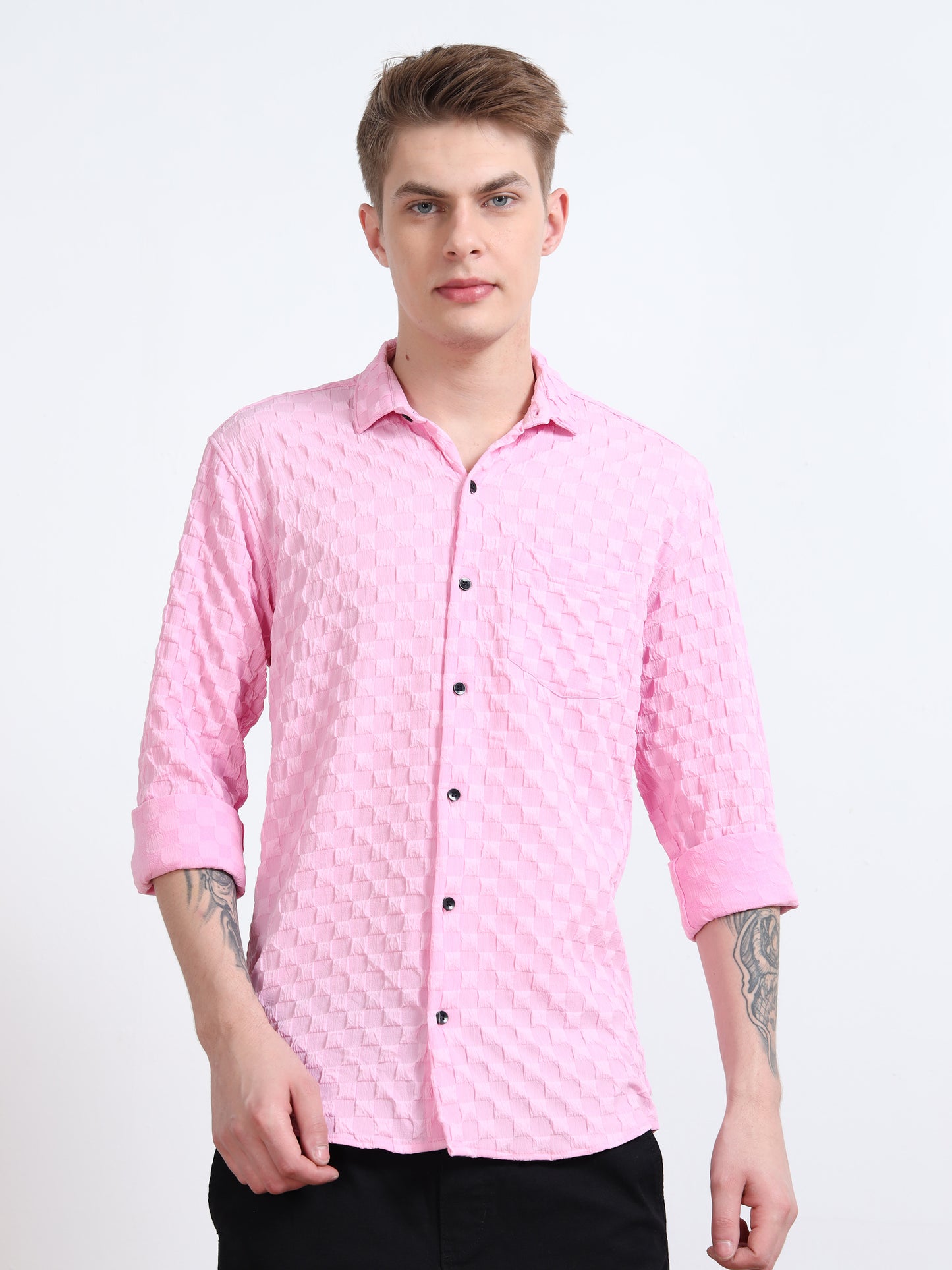 Light Pink Popcorn Shirt for Men