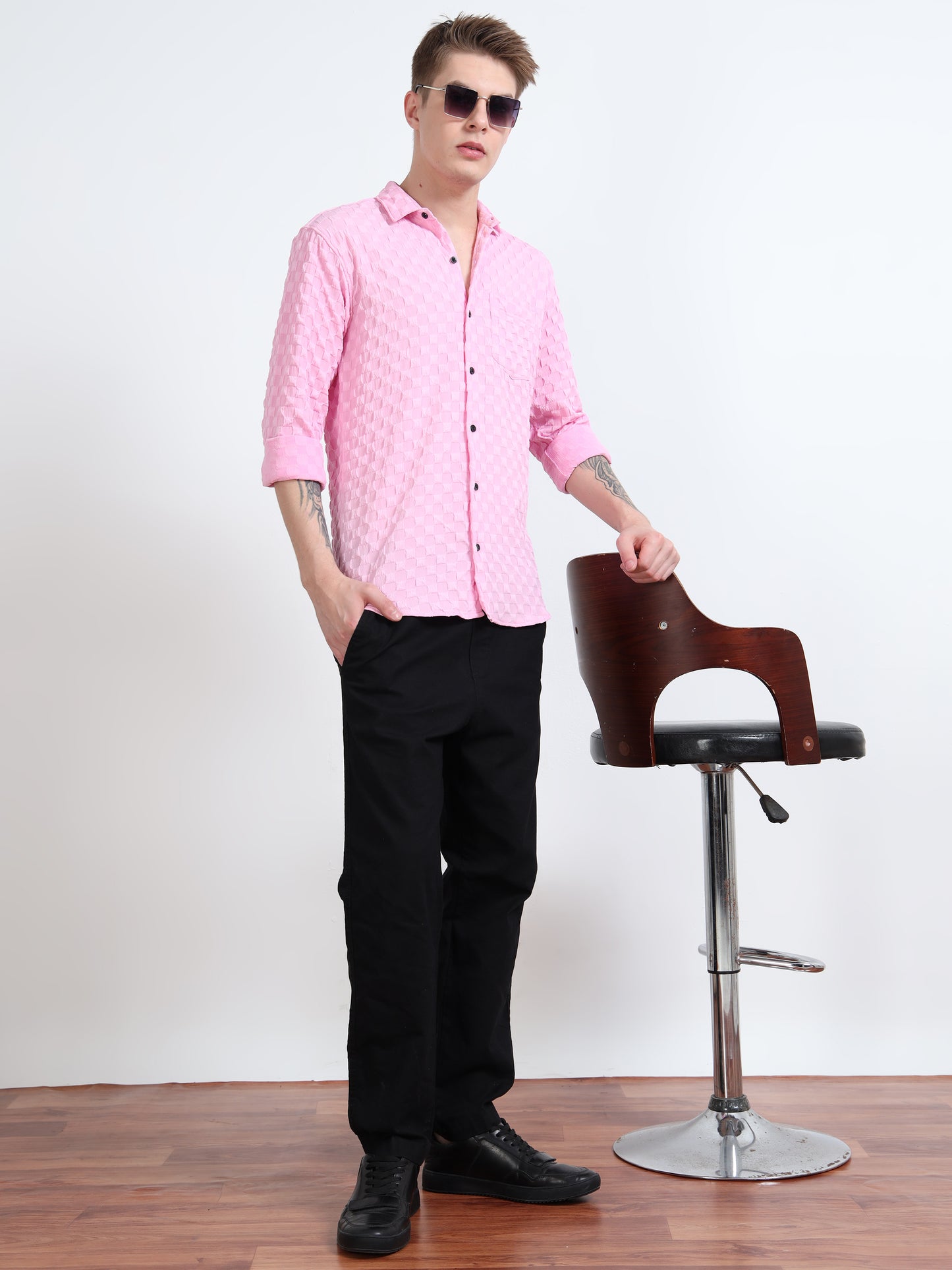 Light Pink Popcorn Shirt for Men