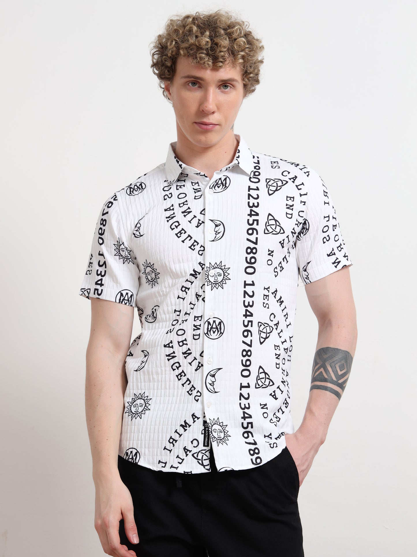 Black & White Number Digital Shirt Printing for Men