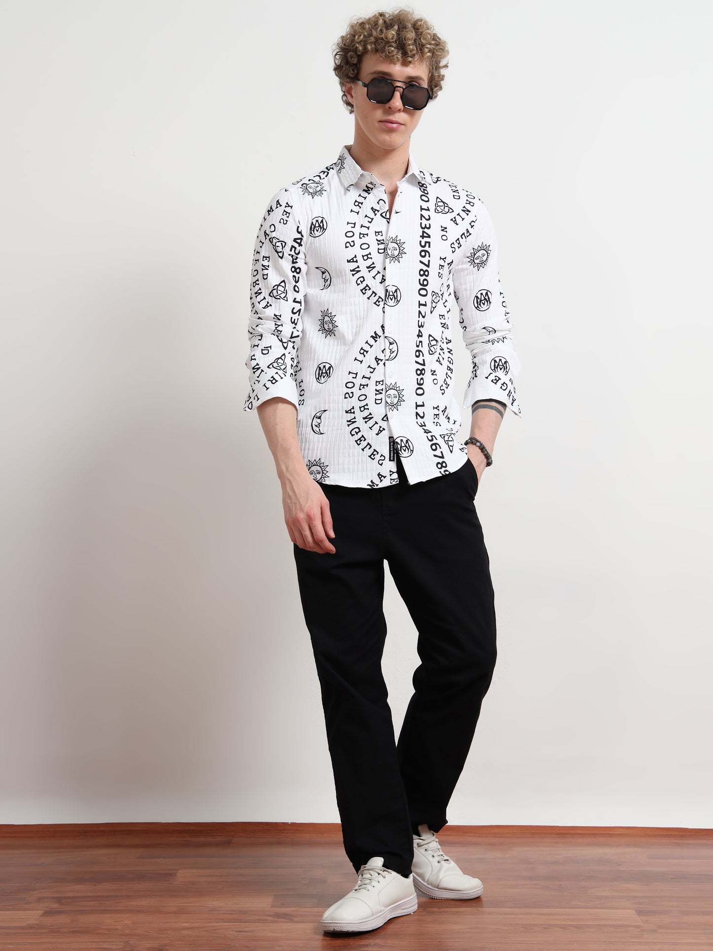Full sleeve Black & White Number Shirt for Men