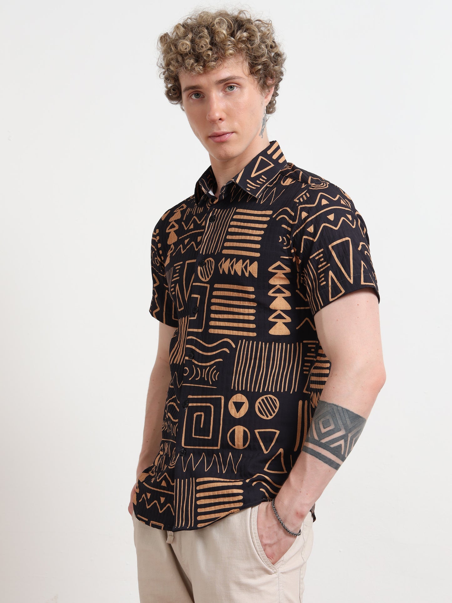 Half Sleeve Aesthetic Black Shirt for Men