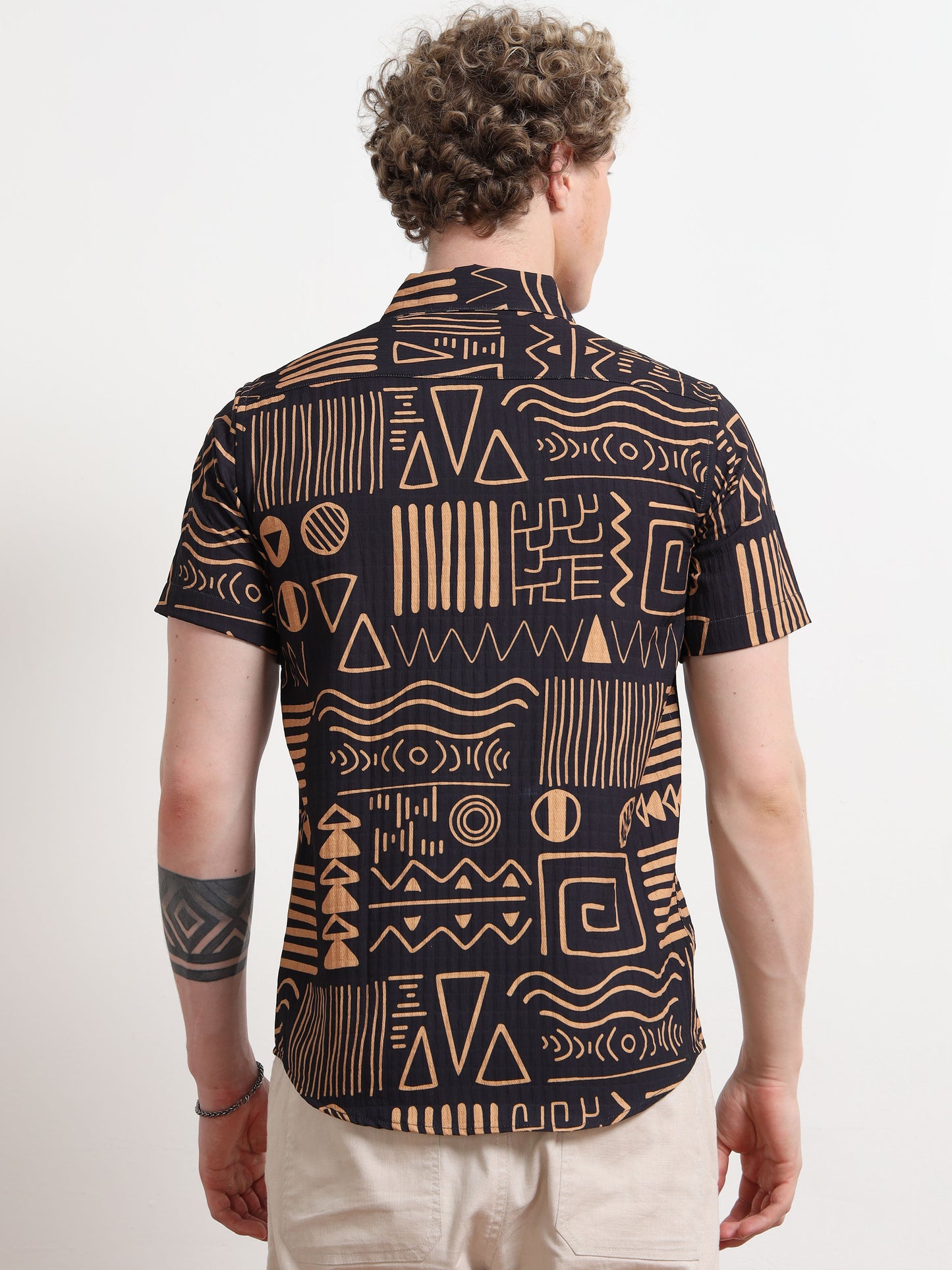 Half Sleeve Aesthetic Black Shirt for Men