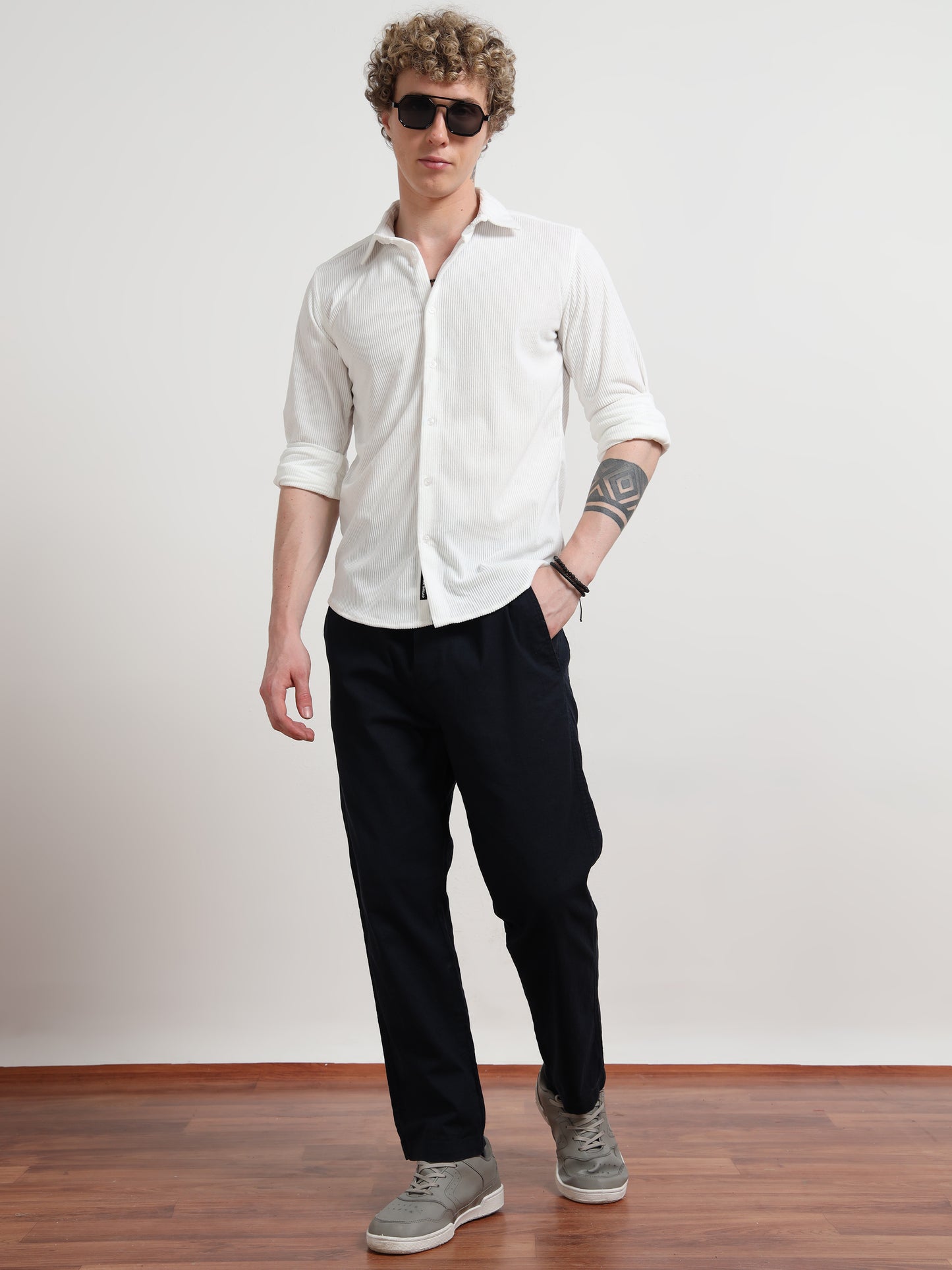White Full sleeve Corduroy Shirts