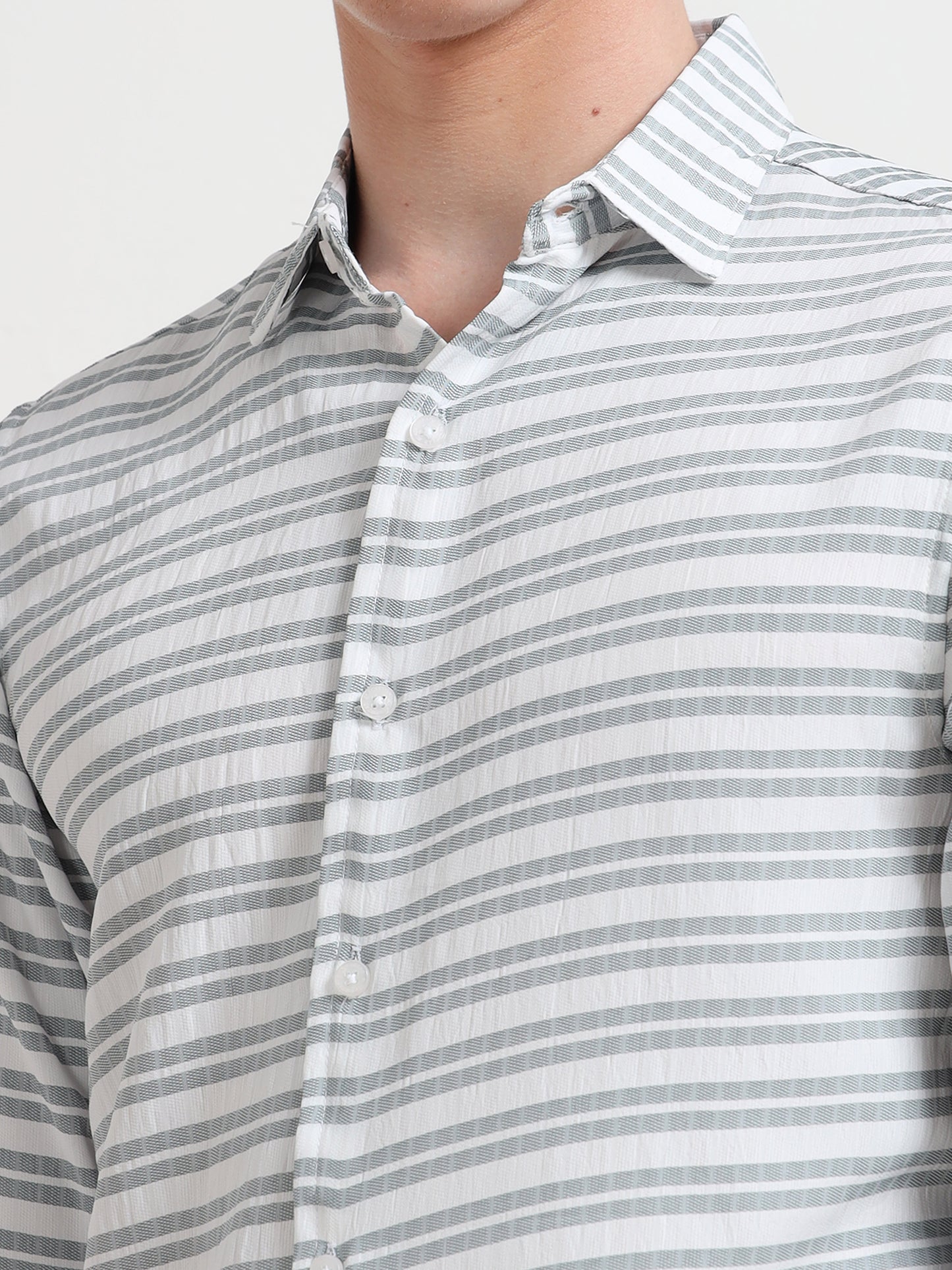 Green Full sleeve Strips Shirts