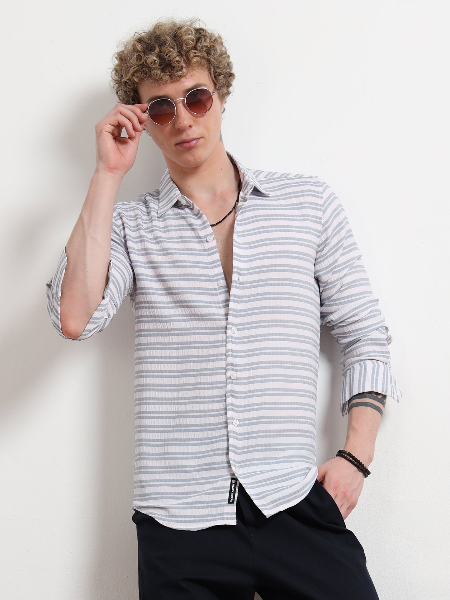 Blue Full sleeve Strips Shirts