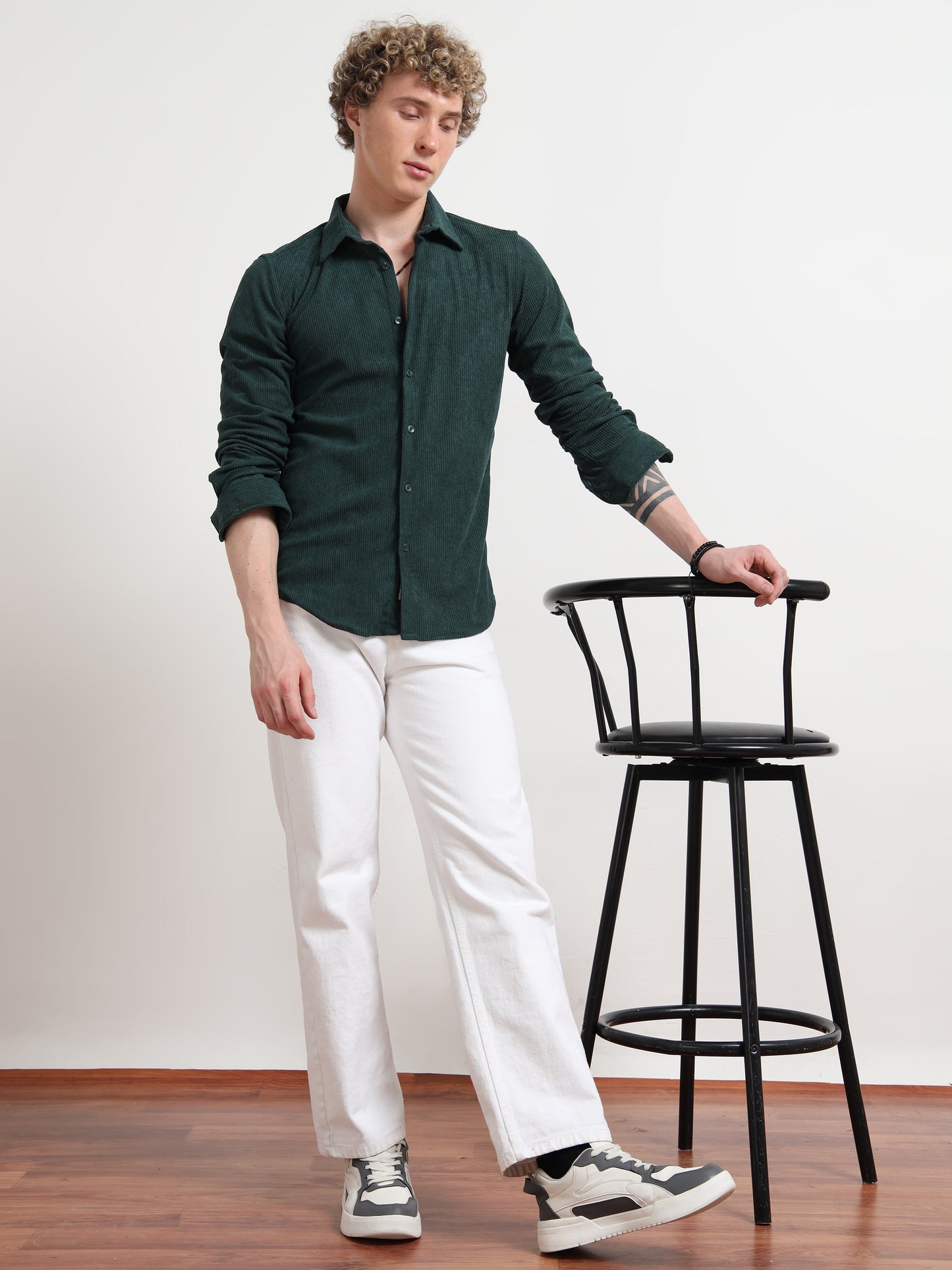 Dark green Full sleeve Corduroy Shirts