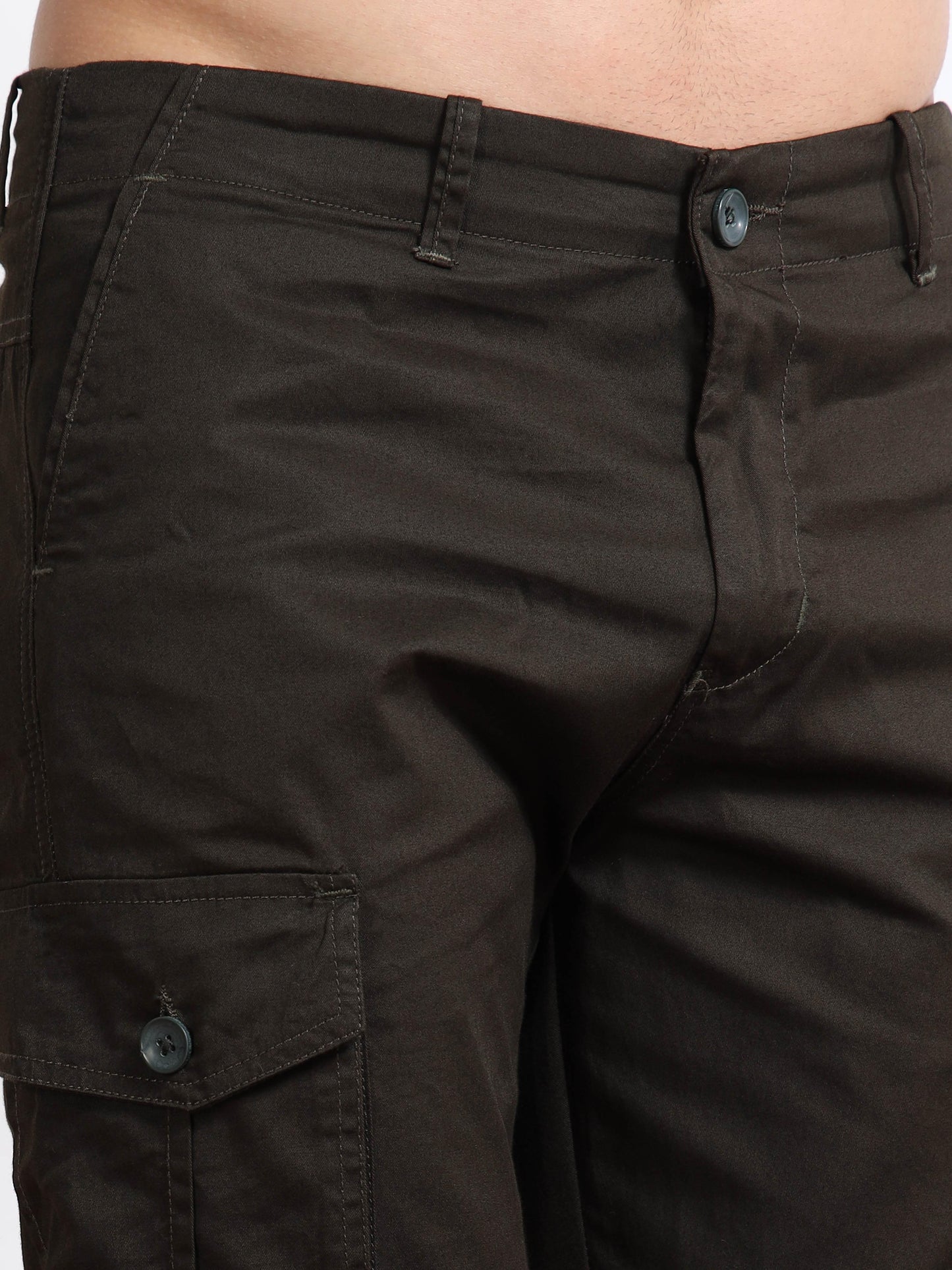 Men’s Dark Green Stretch Cargo Pants by Black Thread