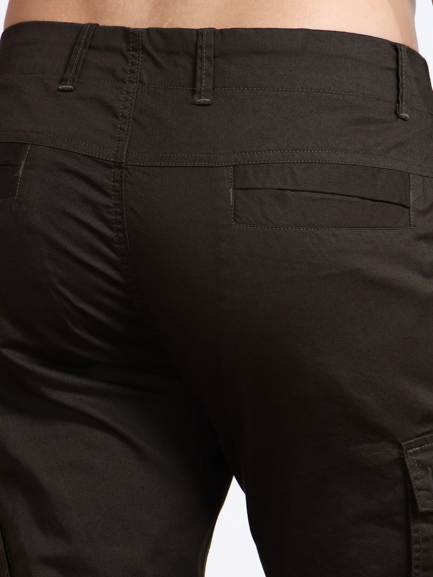Men’s Dark Green Stretch Cargo Pants by Black Thread