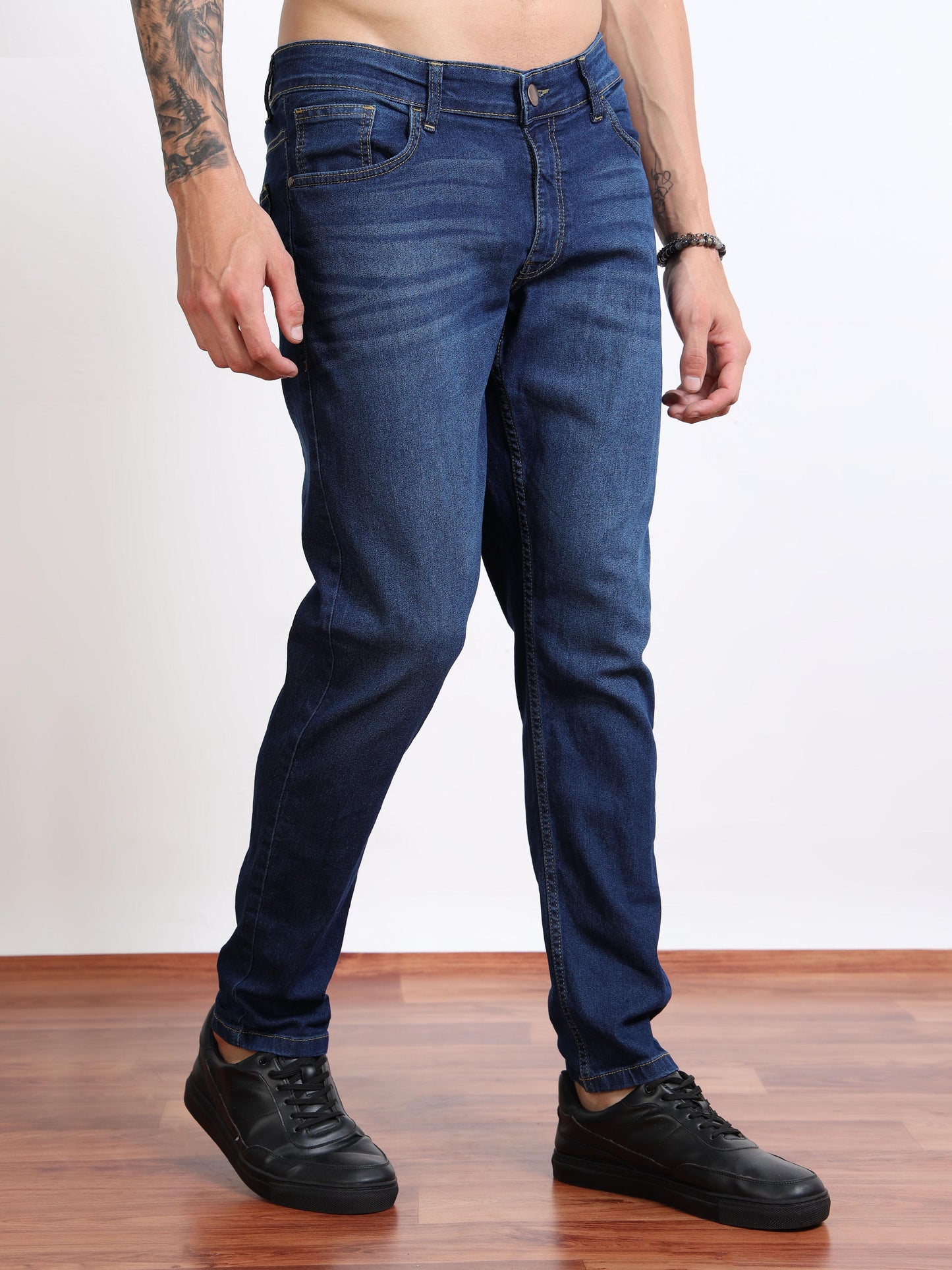 Men’s Slim Fit Blue Washed Jeans by Black Thread