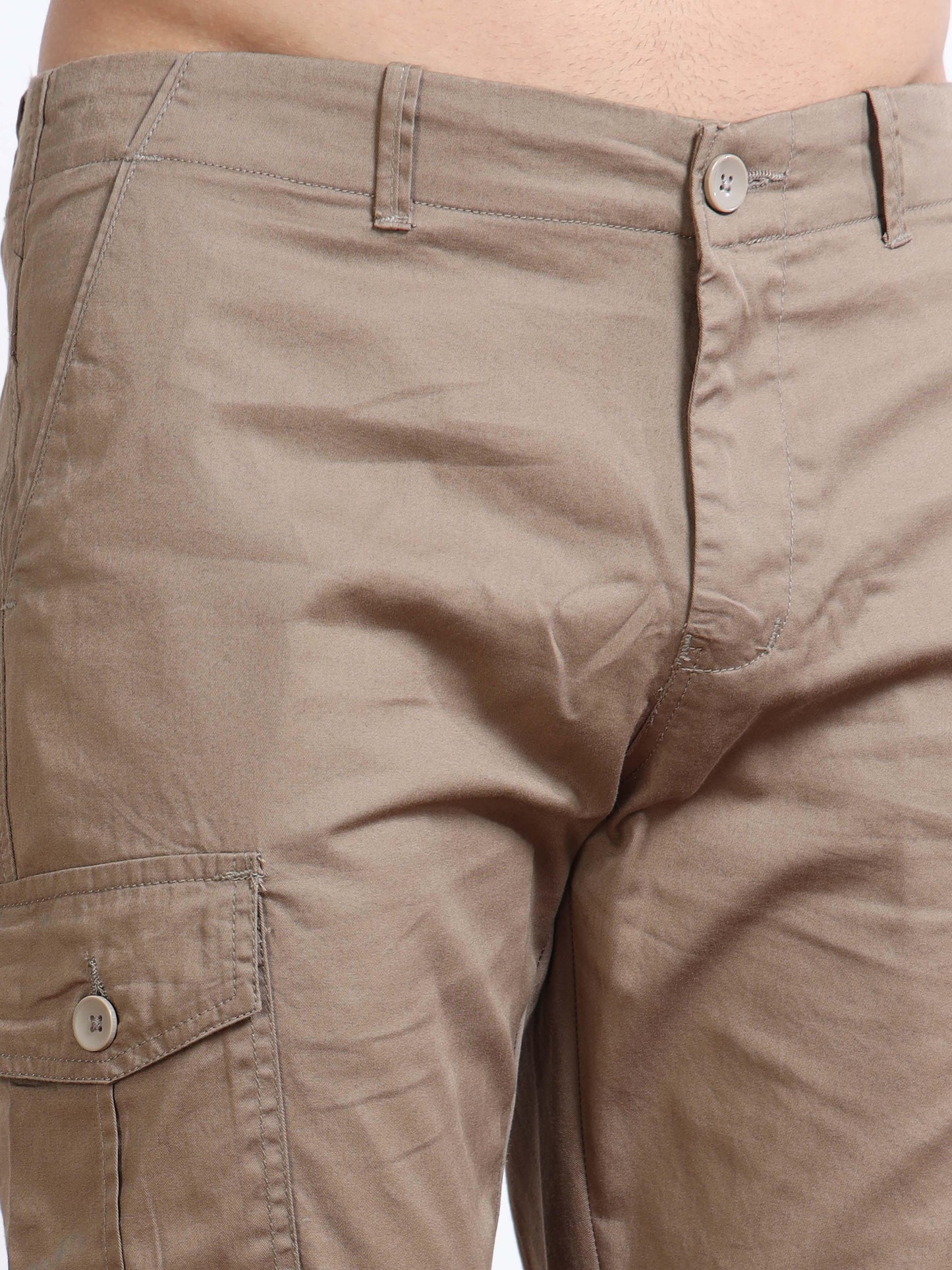 Men’s Straight Fit Brown Cargo Pants by Black Thread