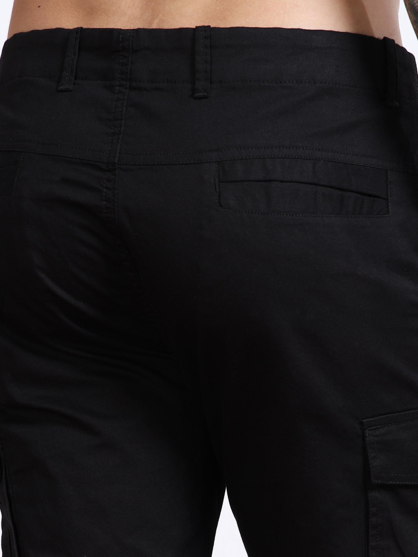 Men’s Straight Fit Black Cargo Pants by Black Thread