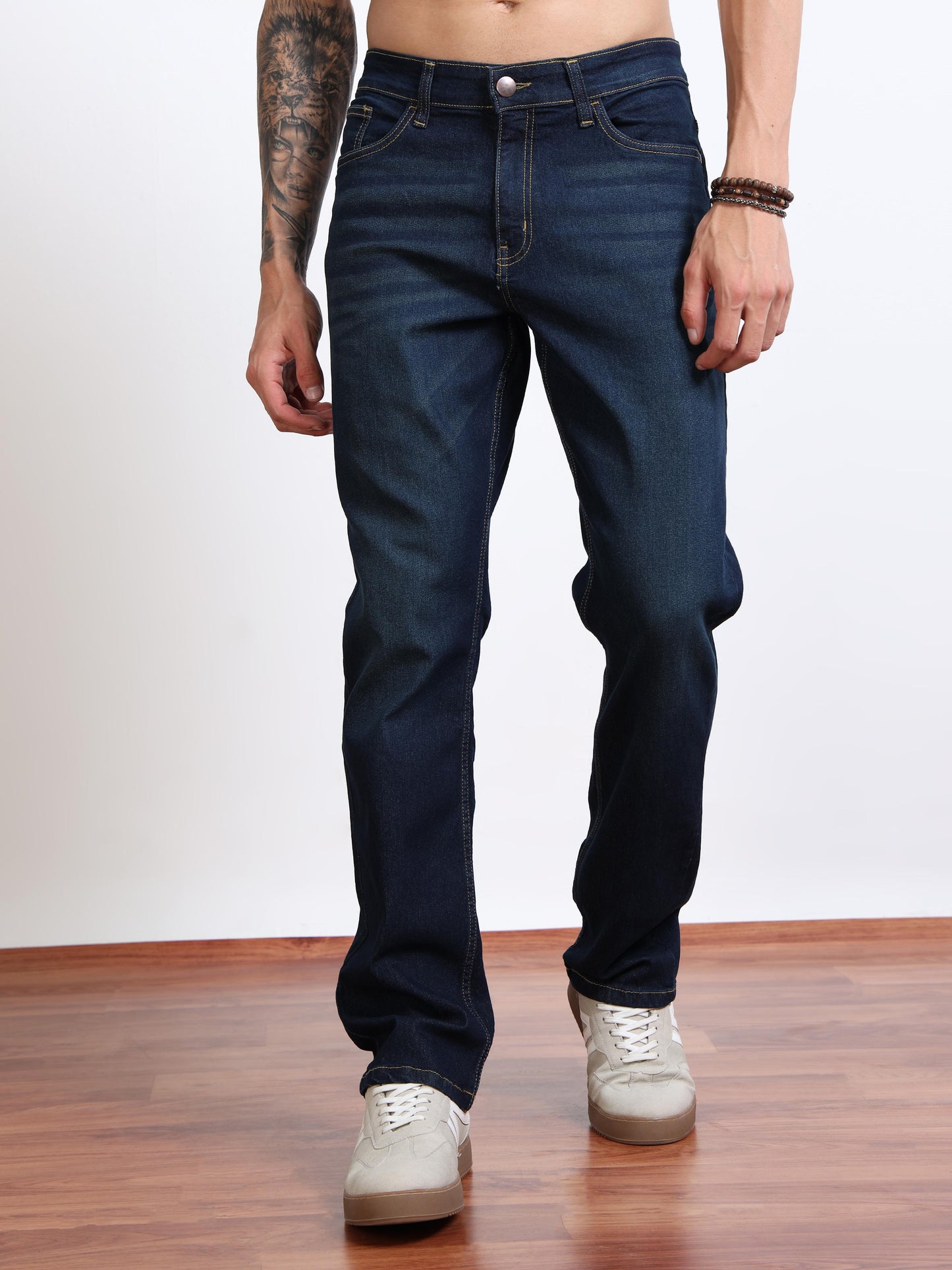 Men’s Dark Wash Straight Fit Jeans by Black Thread