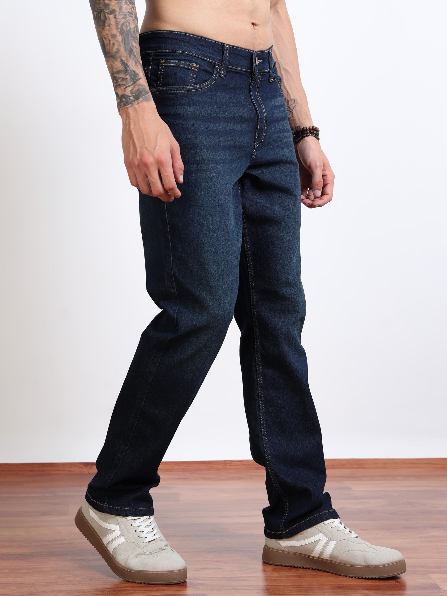 Men’s Dark Wash Straight Fit Jeans by Black Thread