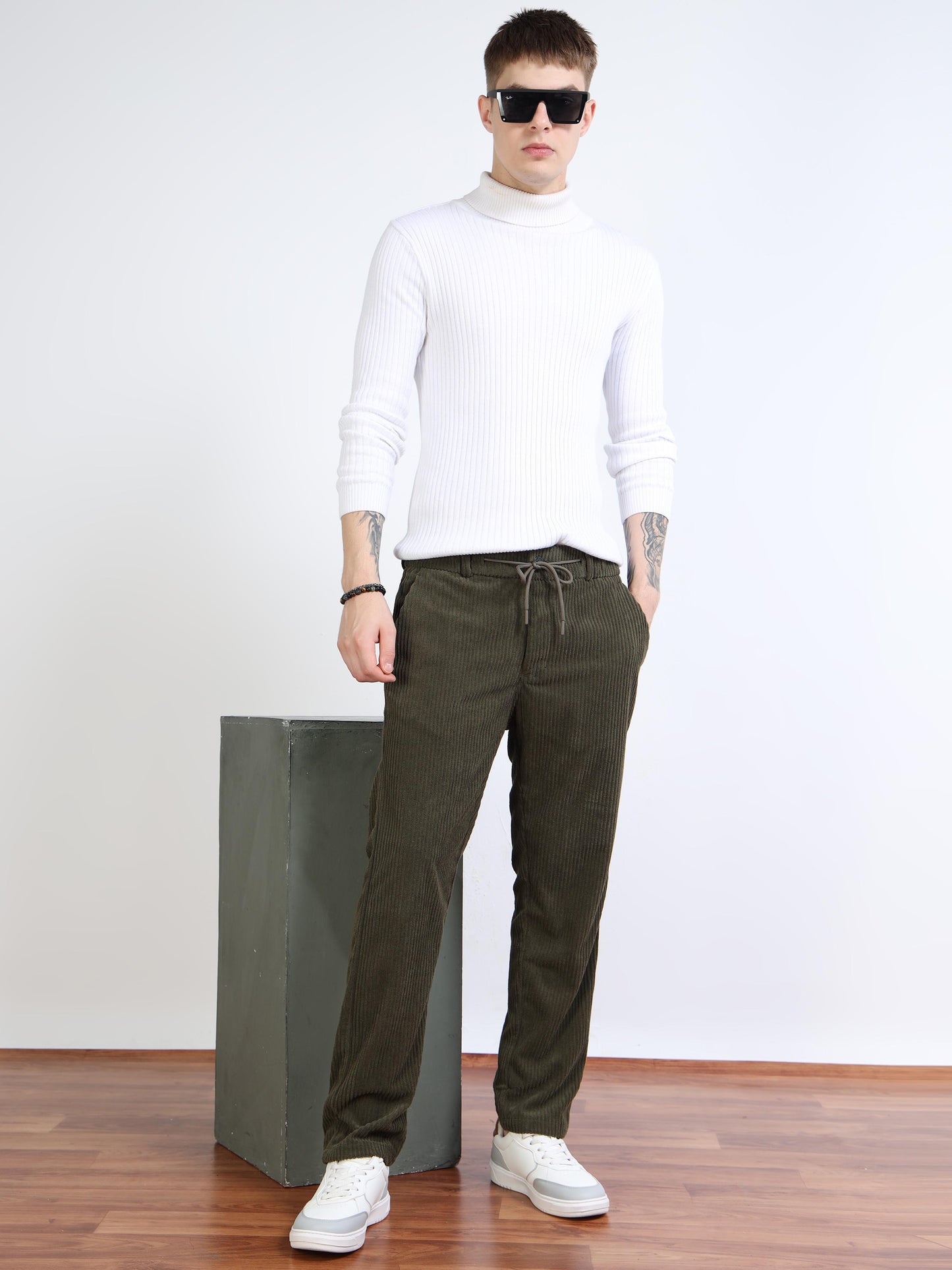 Men’s Corduroy Drawstring Lounge Trousers by Black Thread