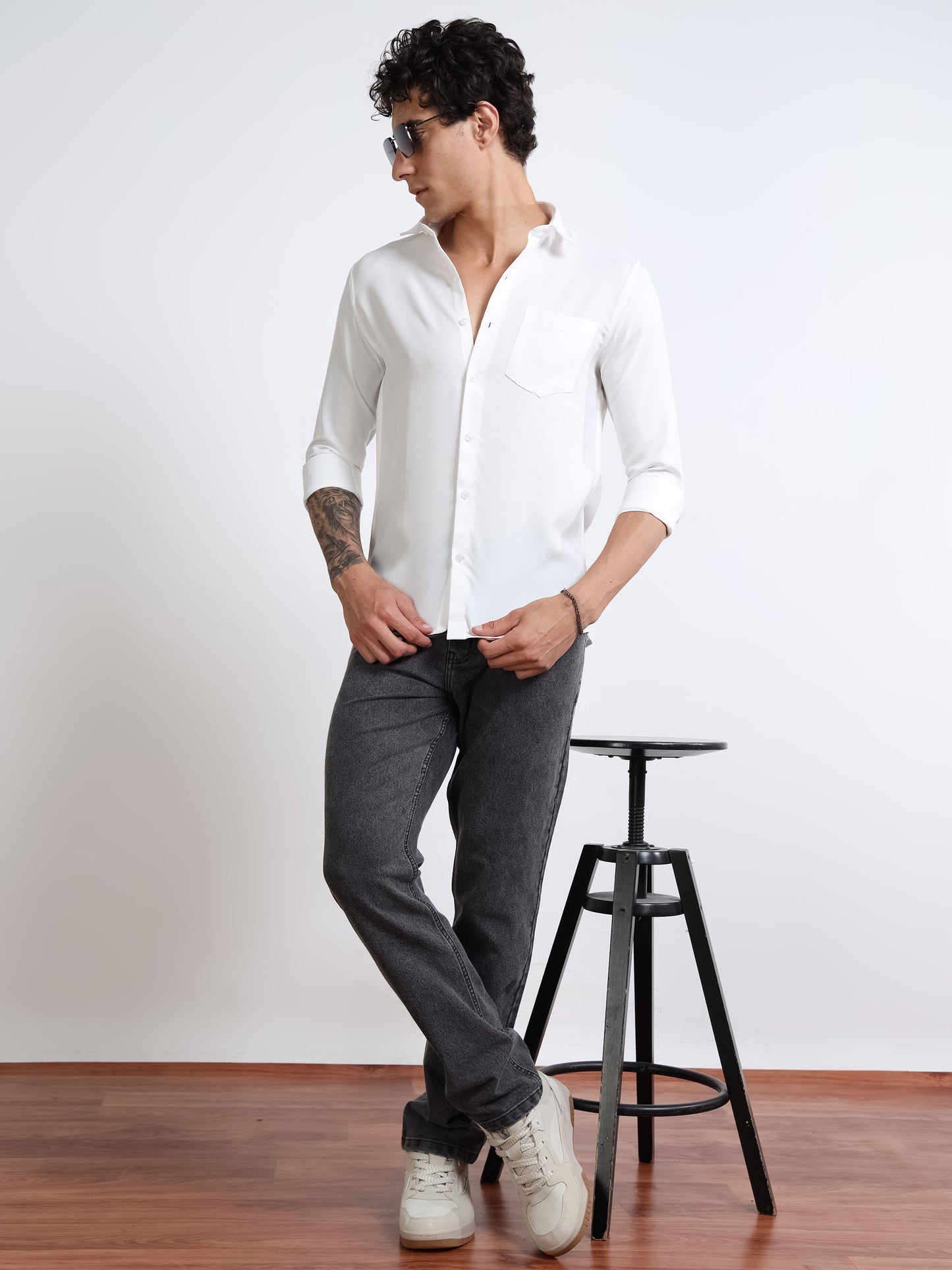 Men’s White Pure Linen Shirt by Black Thread