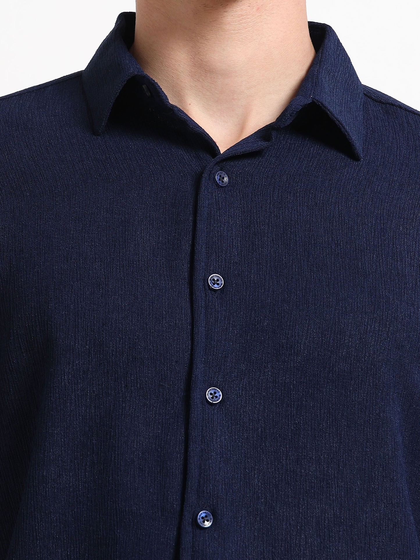 Full Sleeve Blue Texture Shirt for Men