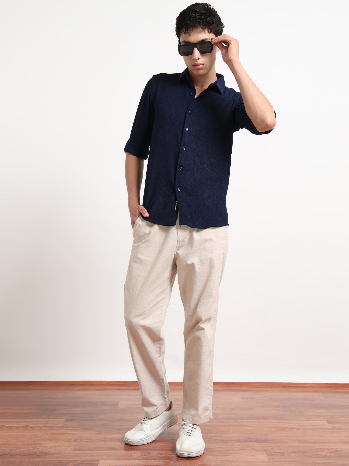 Full Sleeve Blue Texture Shirt for Men