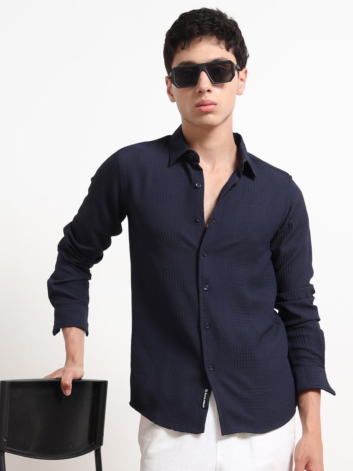 Full Sleeve Blue Shirt Texture for Men