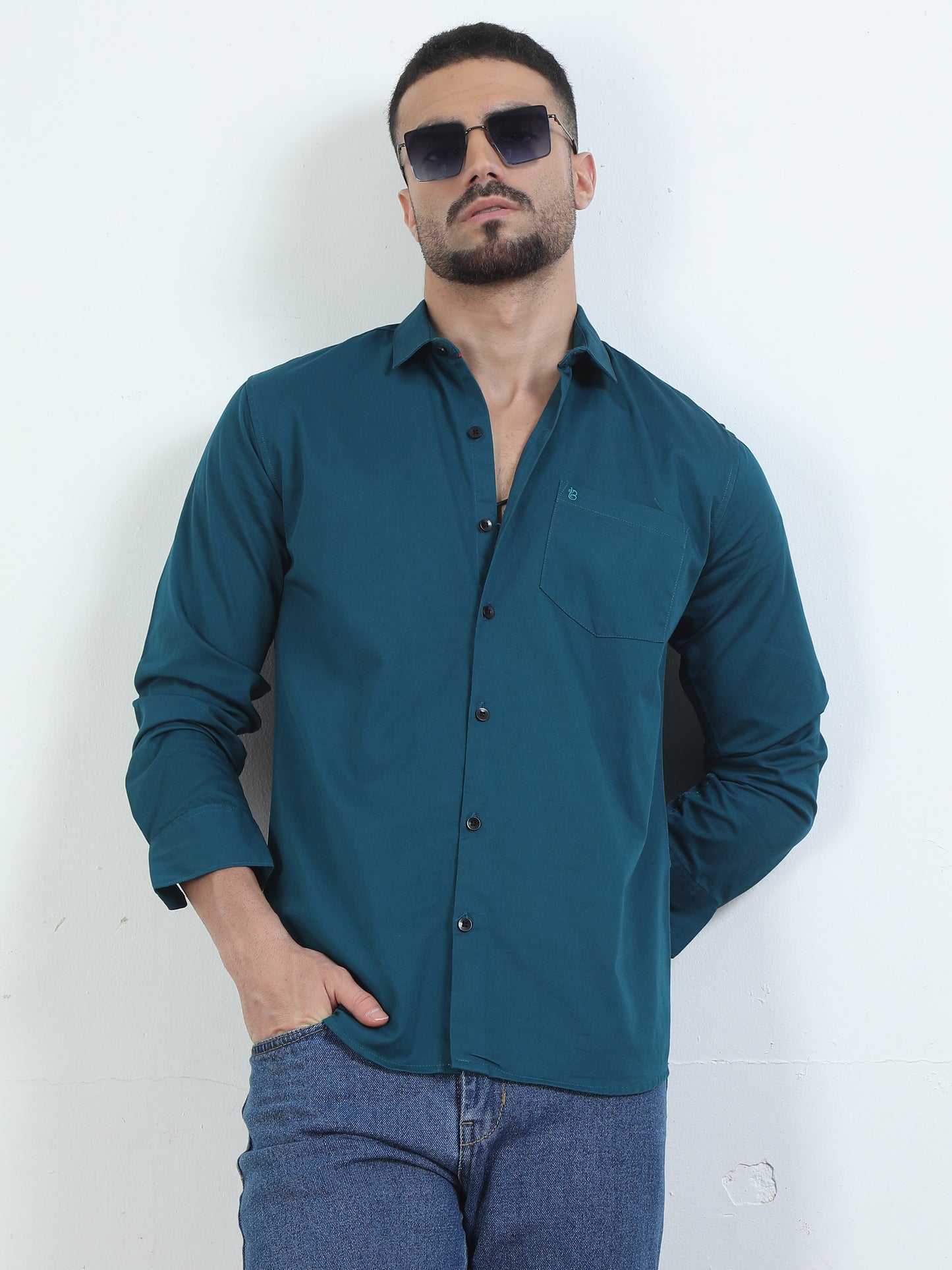 Pure Tone Bluewood Solid Blue Shirt