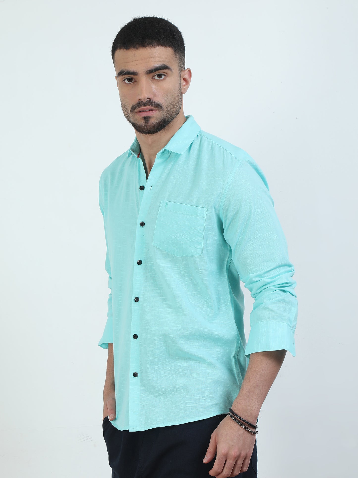 Stylish Pure Tone Bright Blue Shirt For Men