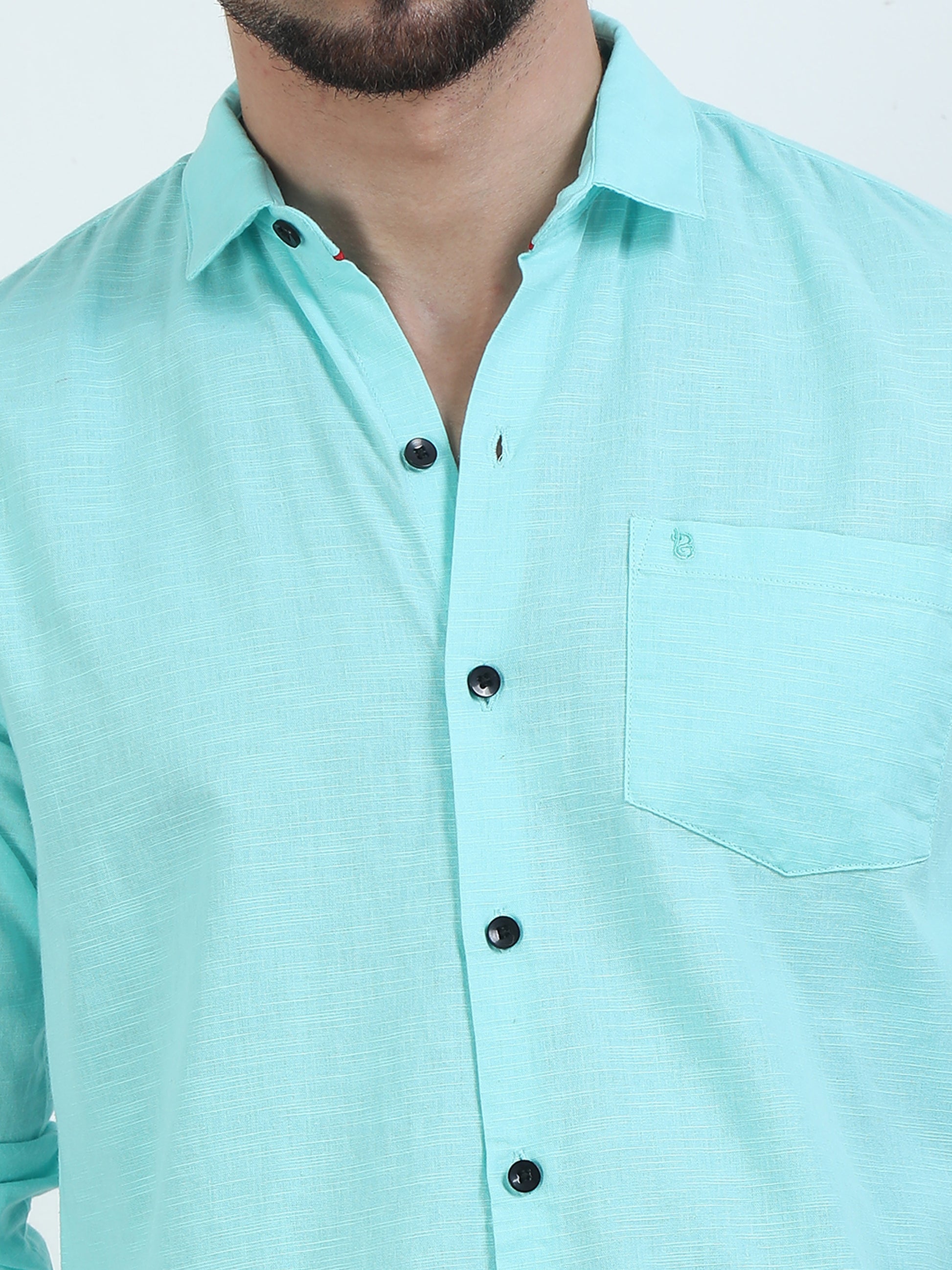 Stylish Pure Tone Bright Blue Shirt For Men