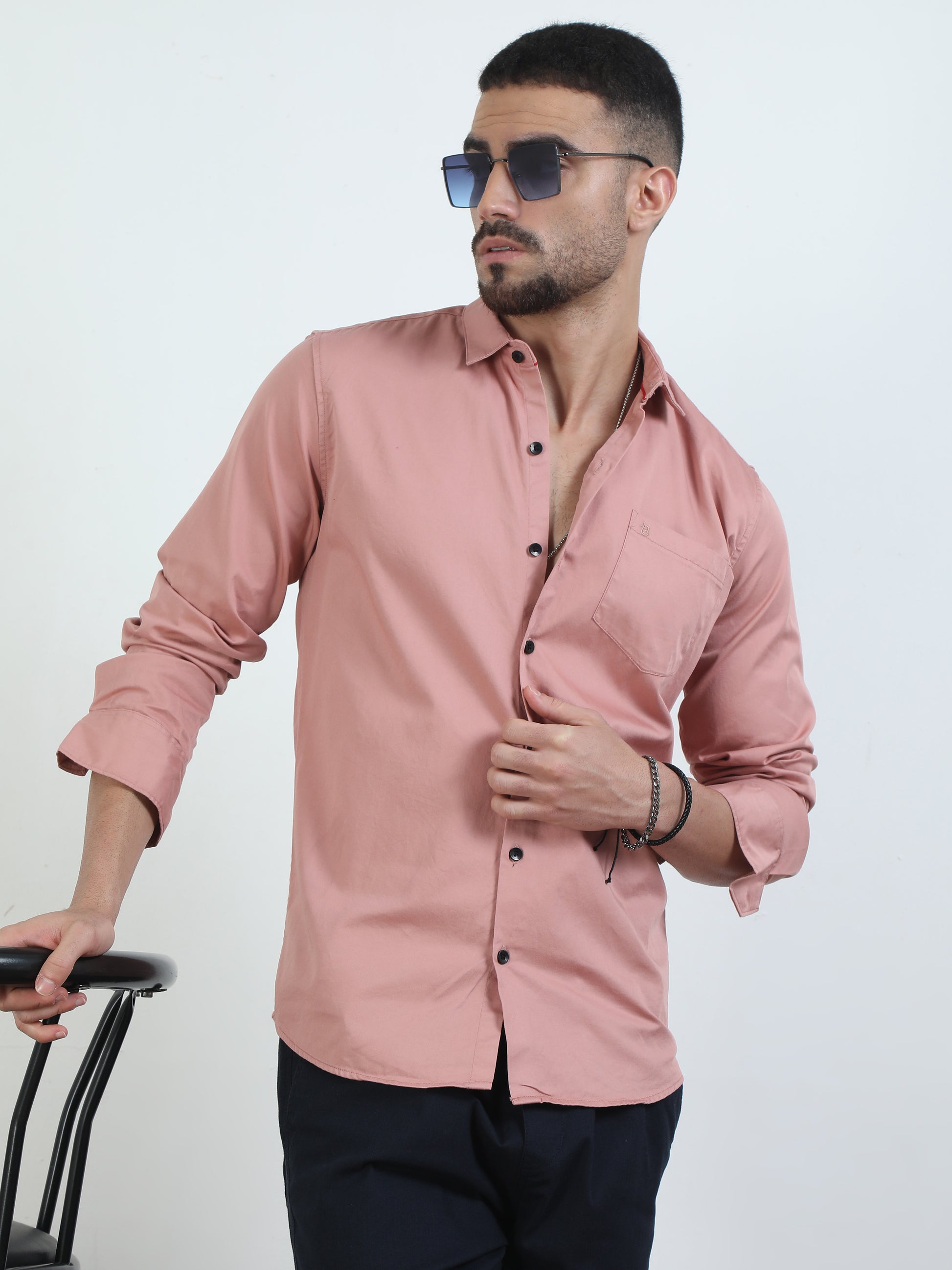 Trendy Pure Tone Peach Color Shirt For Men