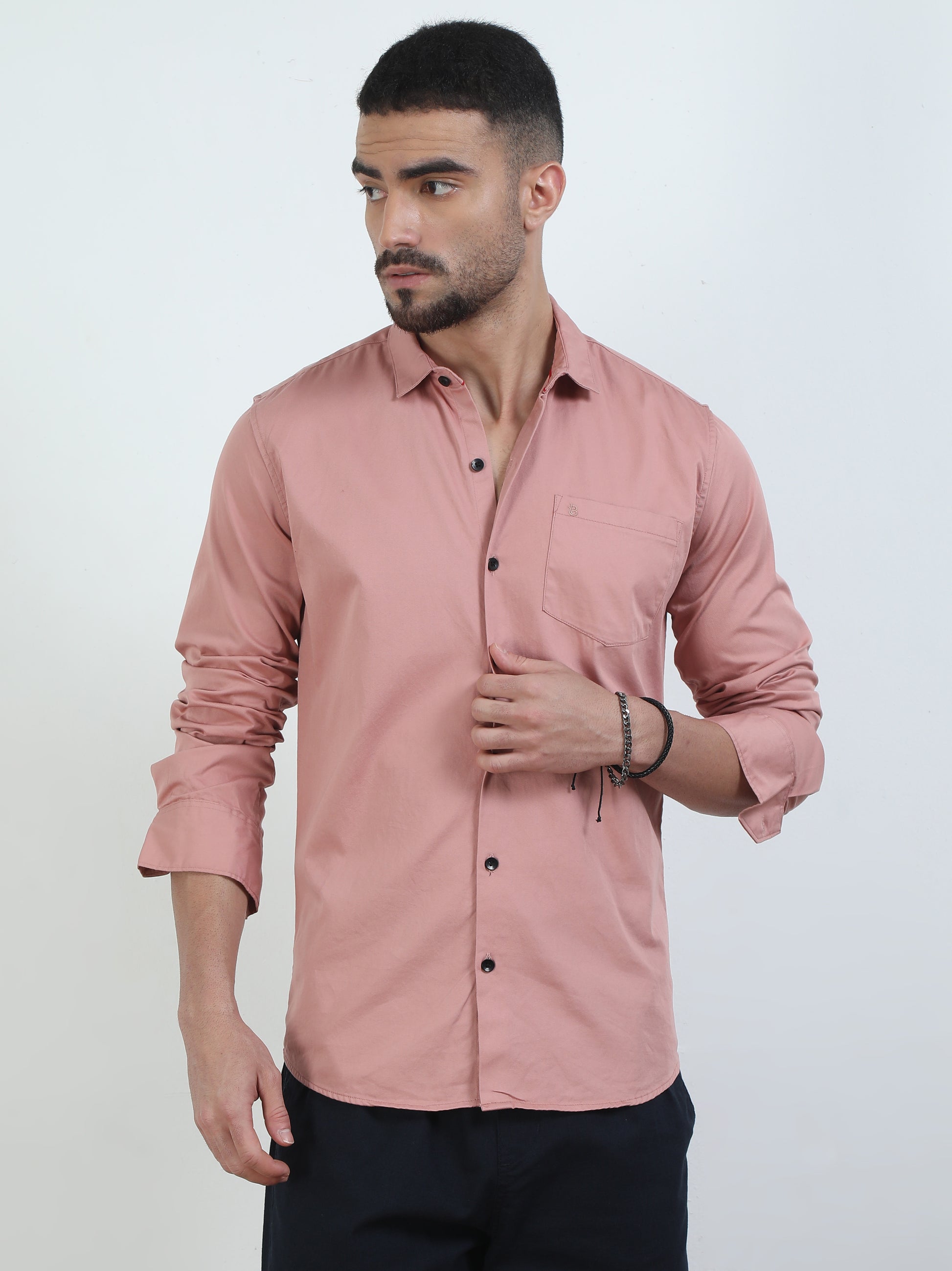 Trendy Pure Tone Peach Color Shirt For Men