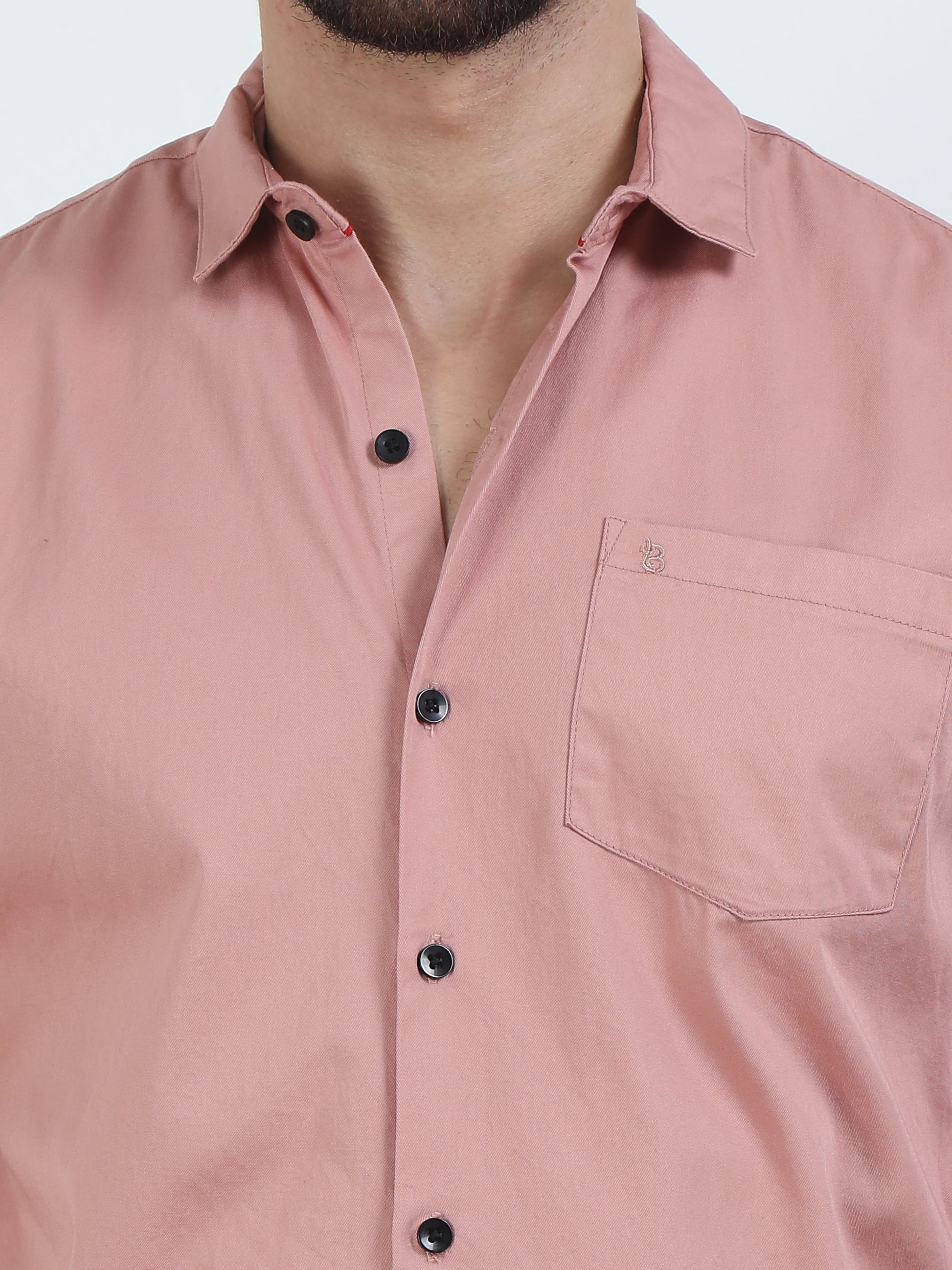 Trendy Pure Tone Peach Color Shirt For Men