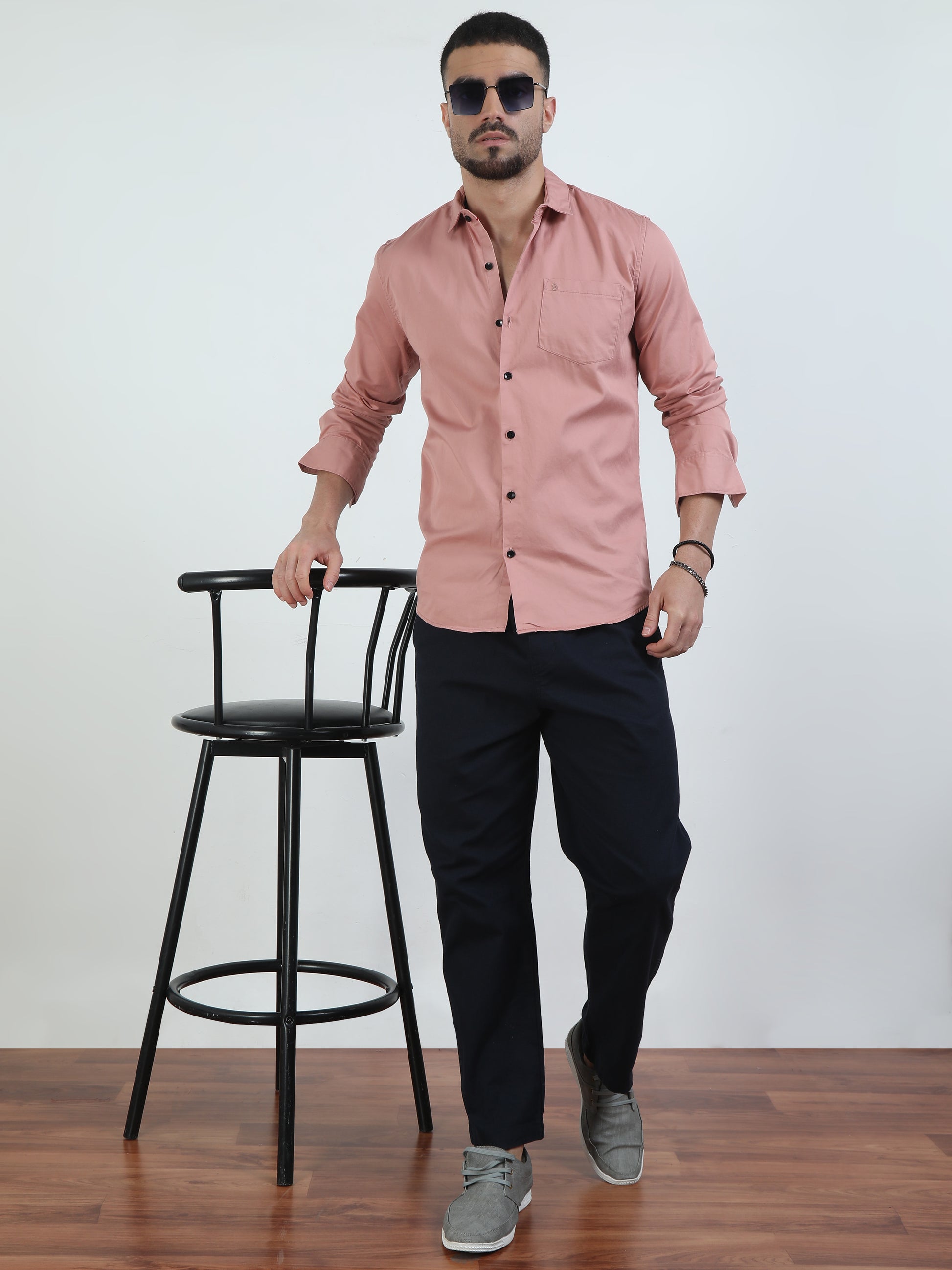Trendy Pure Tone Peach Color Shirt For Men
