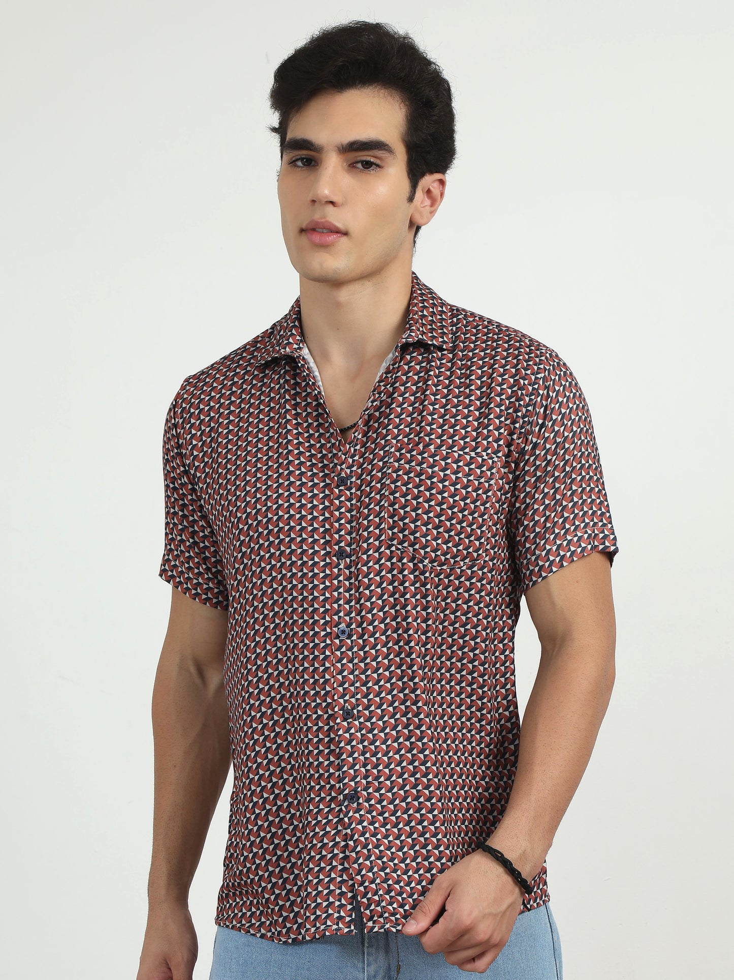 Reddish Digital Printed Half Sleeve Shirts for men
